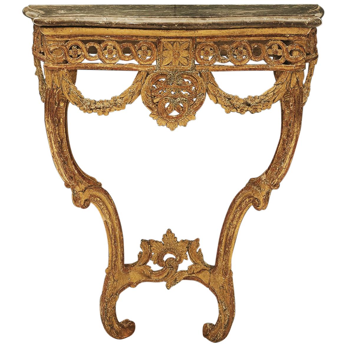Danish Regency Console Table with Grey Marble Top