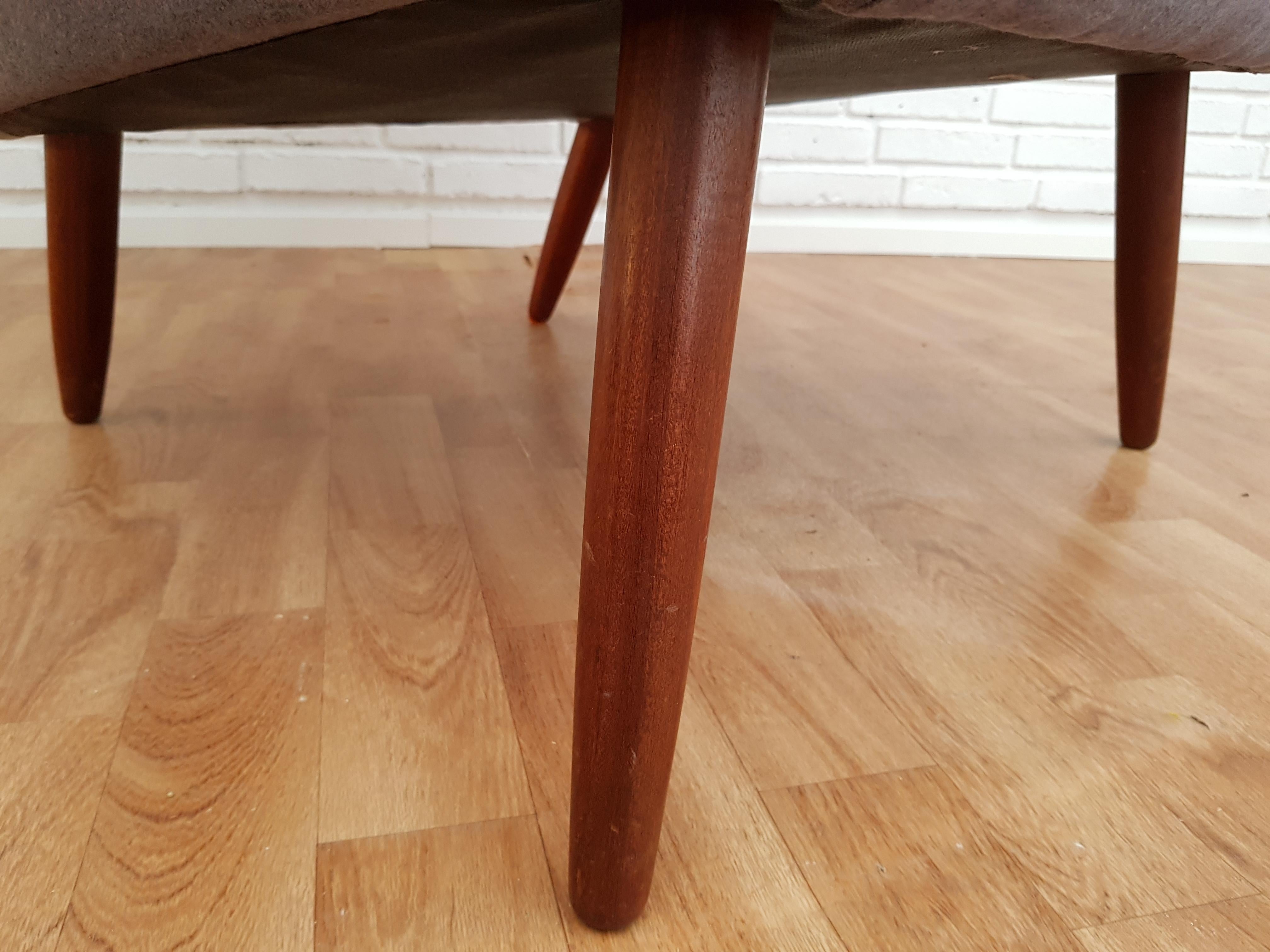 Danish Retro Lounge Chair, Nails and Legs Teakwood, Completely Restored For Sale 5