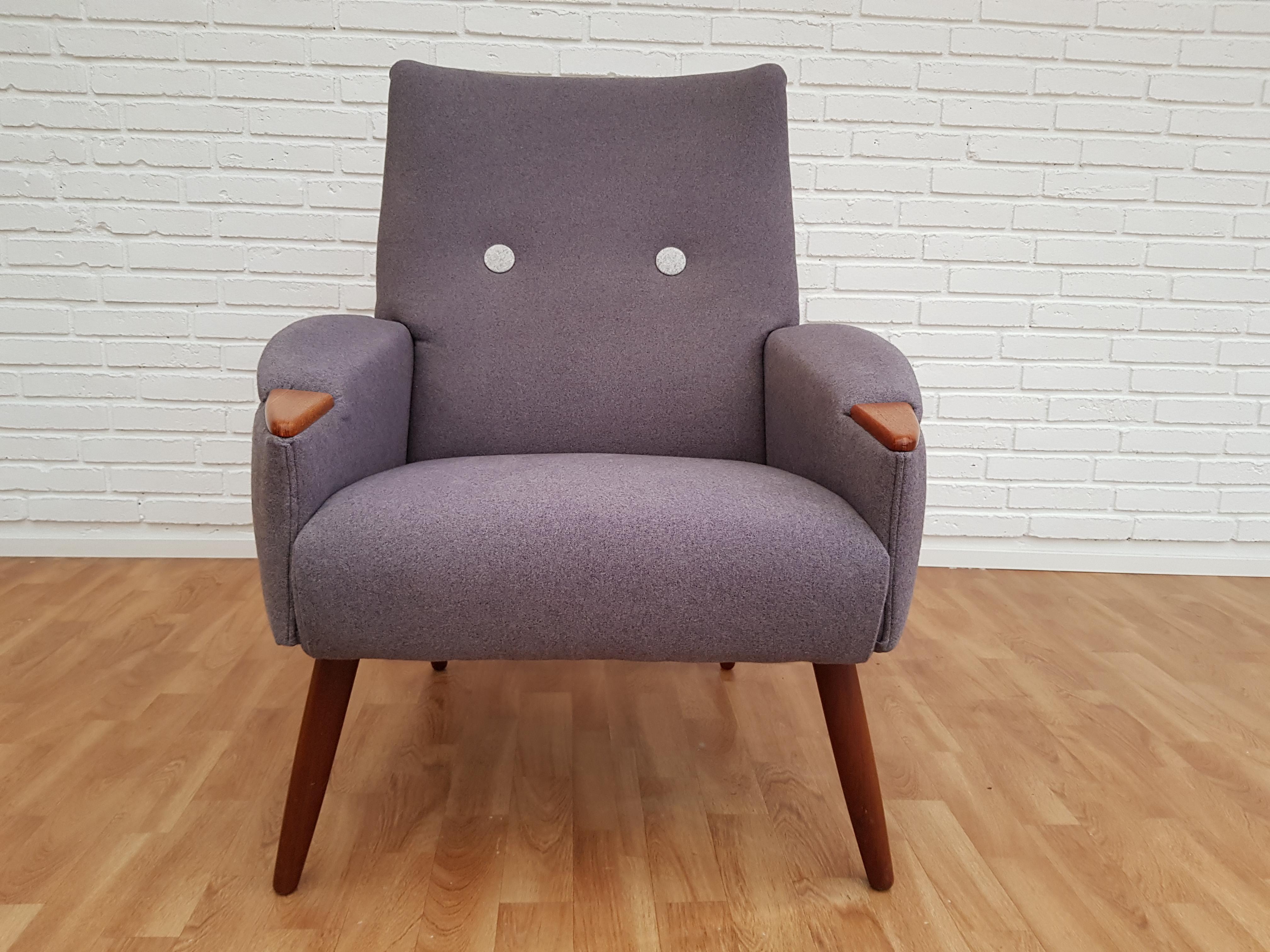 Danish Retro Lounge Chair, Nails and Legs Teakwood, Completely Restored For Sale 7