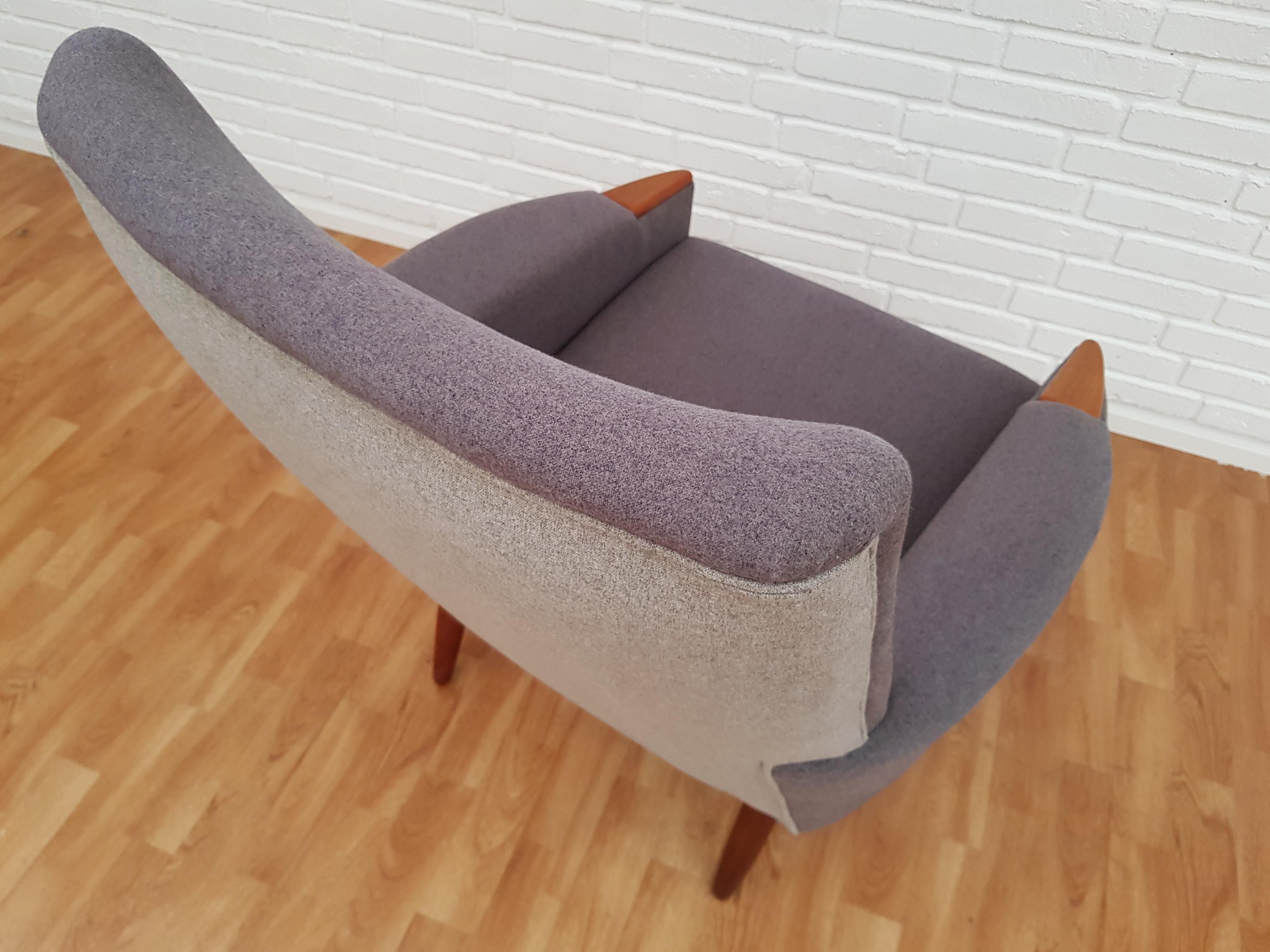 Danish Retro Lounge Chair, Nails and Legs Teakwood, Completely Restored For Sale 8