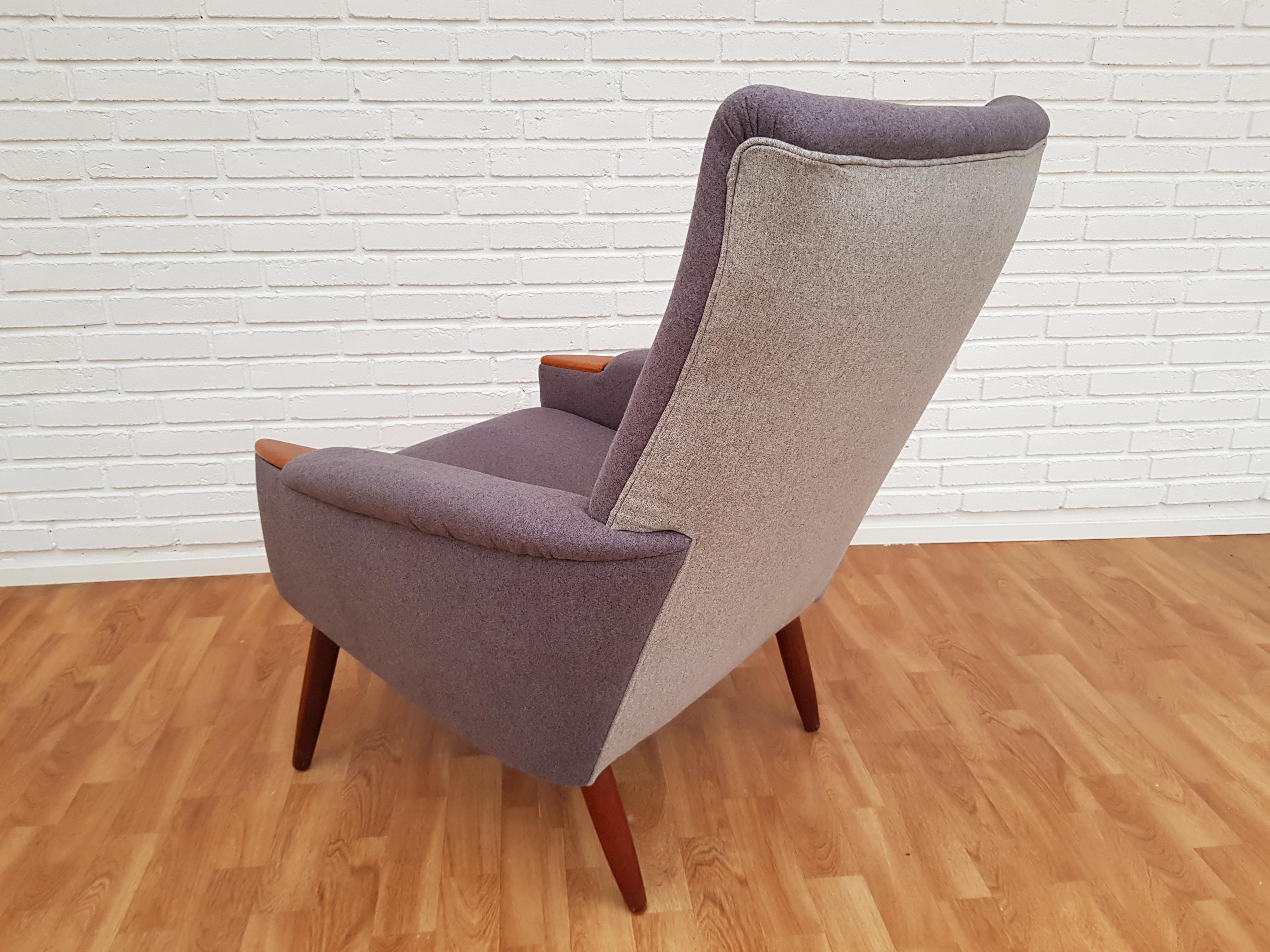 Danish Retro Lounge Chair, Nails and Legs Teakwood, Completely Restored For Sale 1