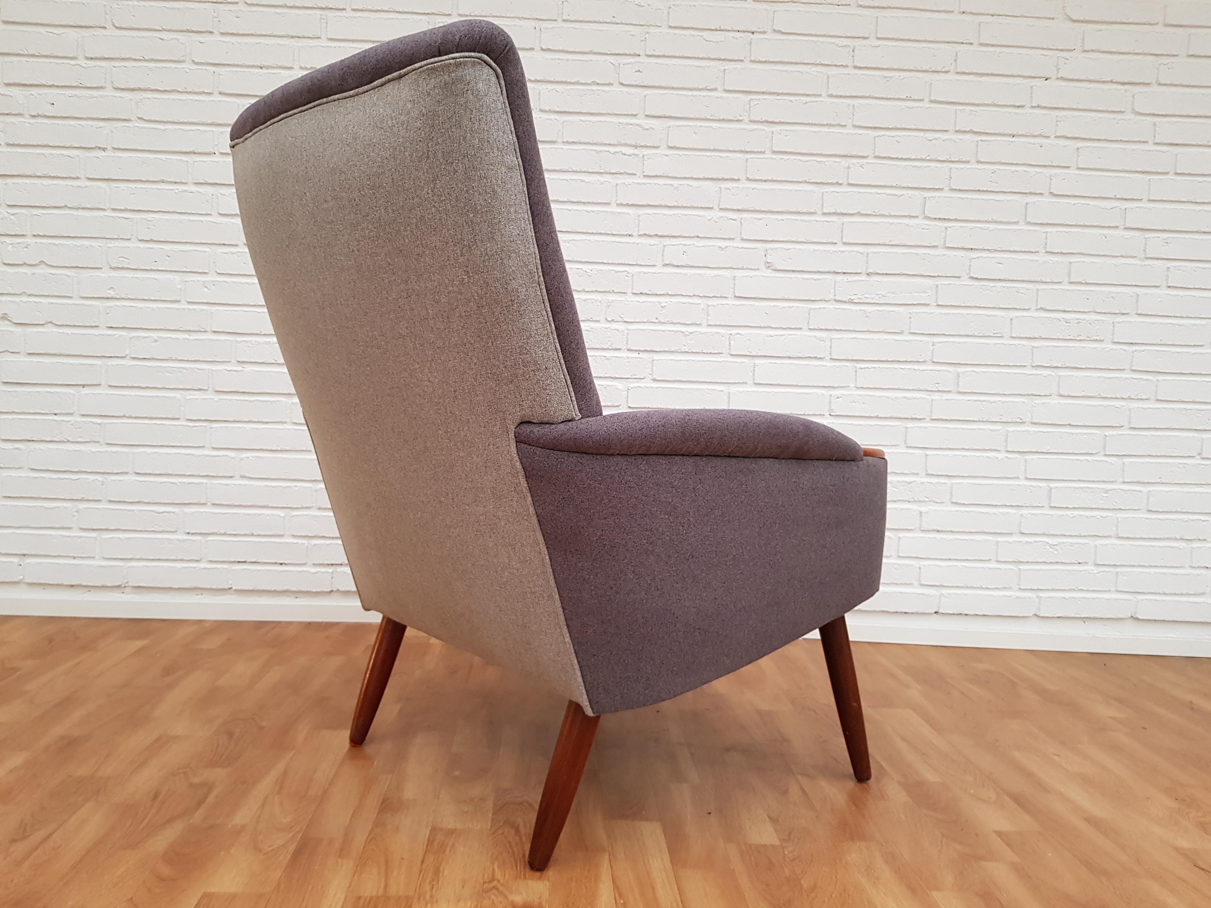 Danish Retro Lounge Chair, Nails and Legs Teakwood, Completely Restored For Sale 3
