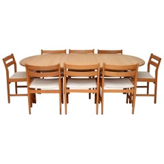 Danish Vintage Oak Dining Table and Eight Dining Chairs