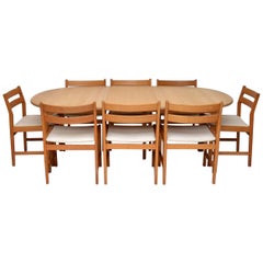 Danish Retro Oak Dining Table and Eight Dining Chairs