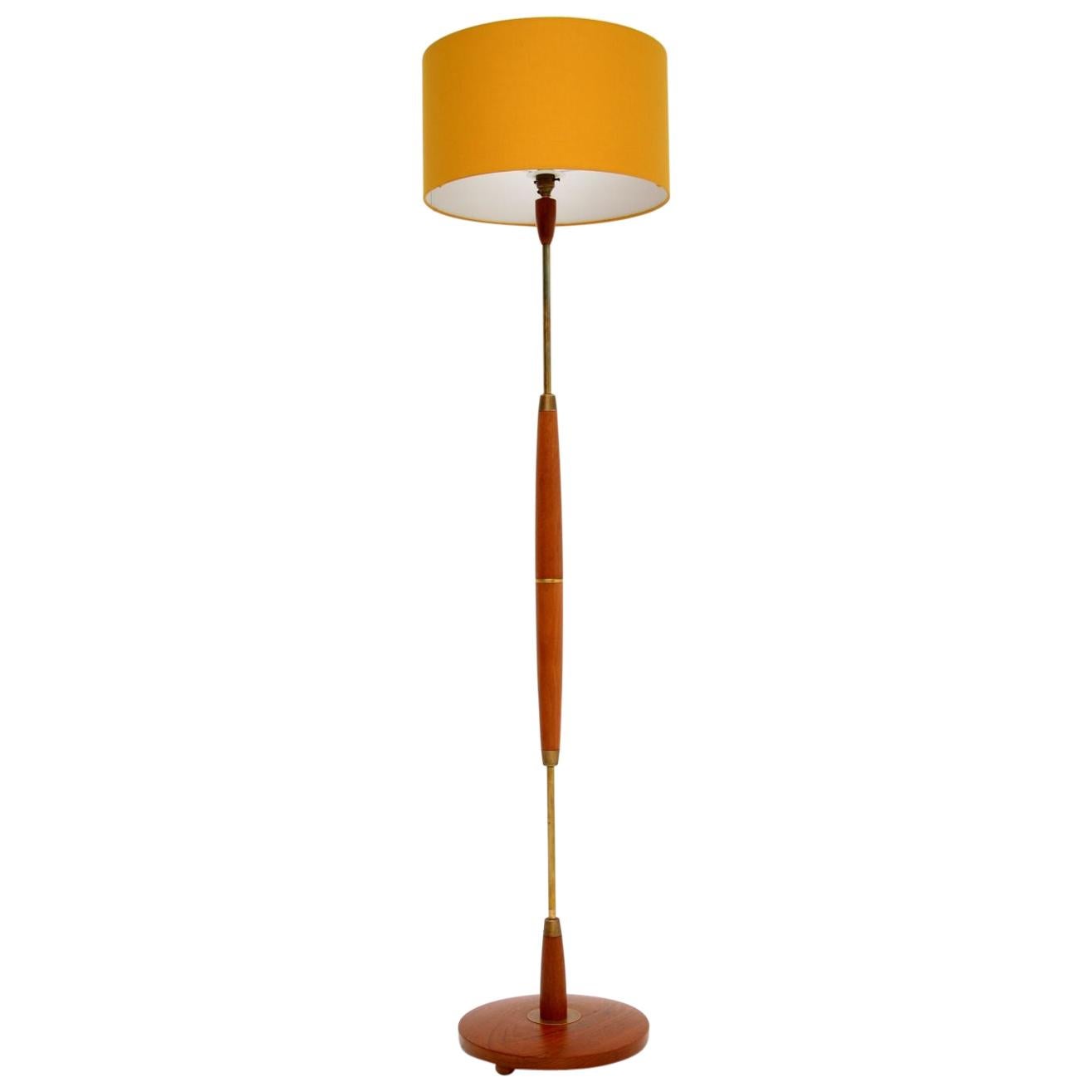 Danish Retro Teak & Brass Floor Lamp Vintage, 1960’s