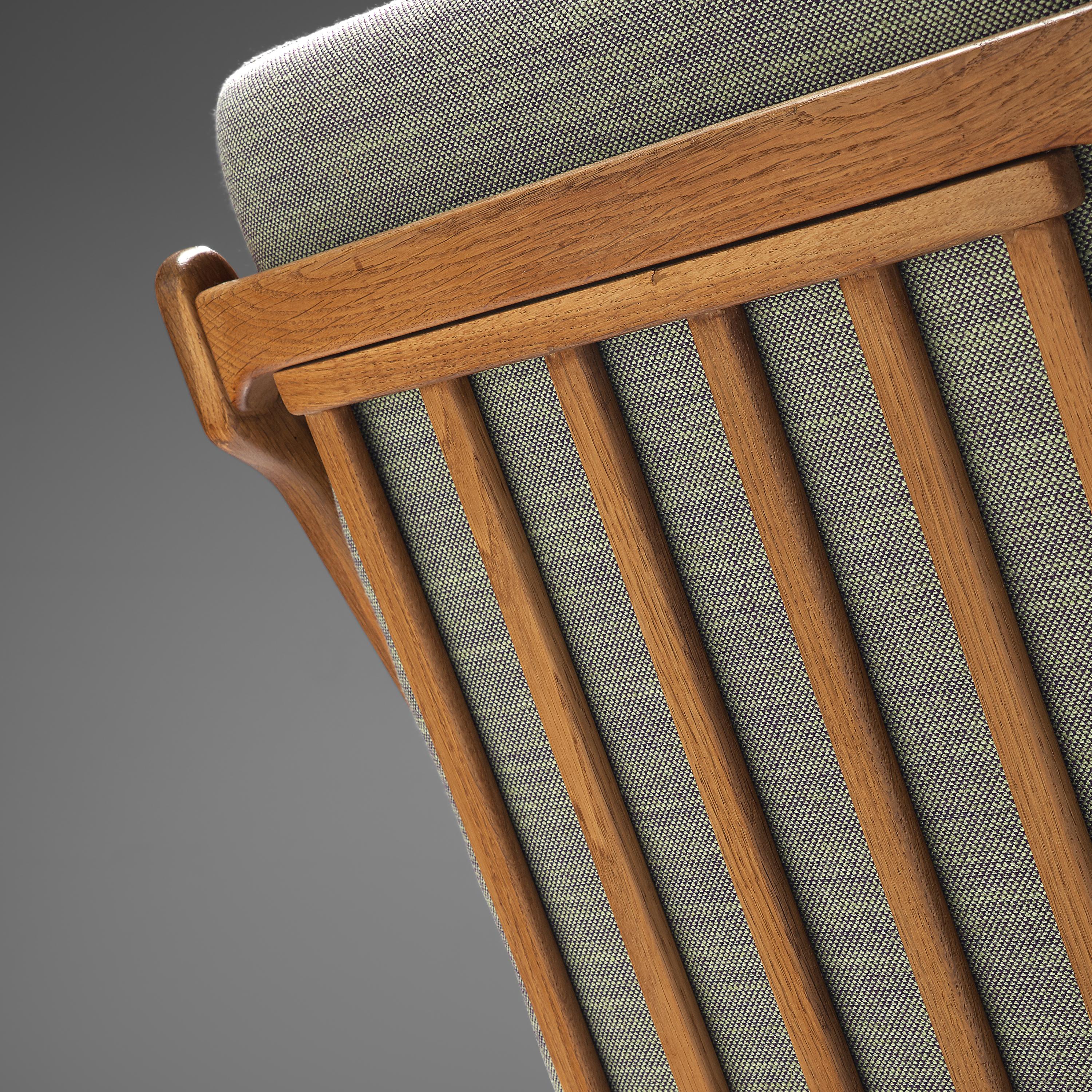 Fabric Danish Reupholstered Armchair in Oak