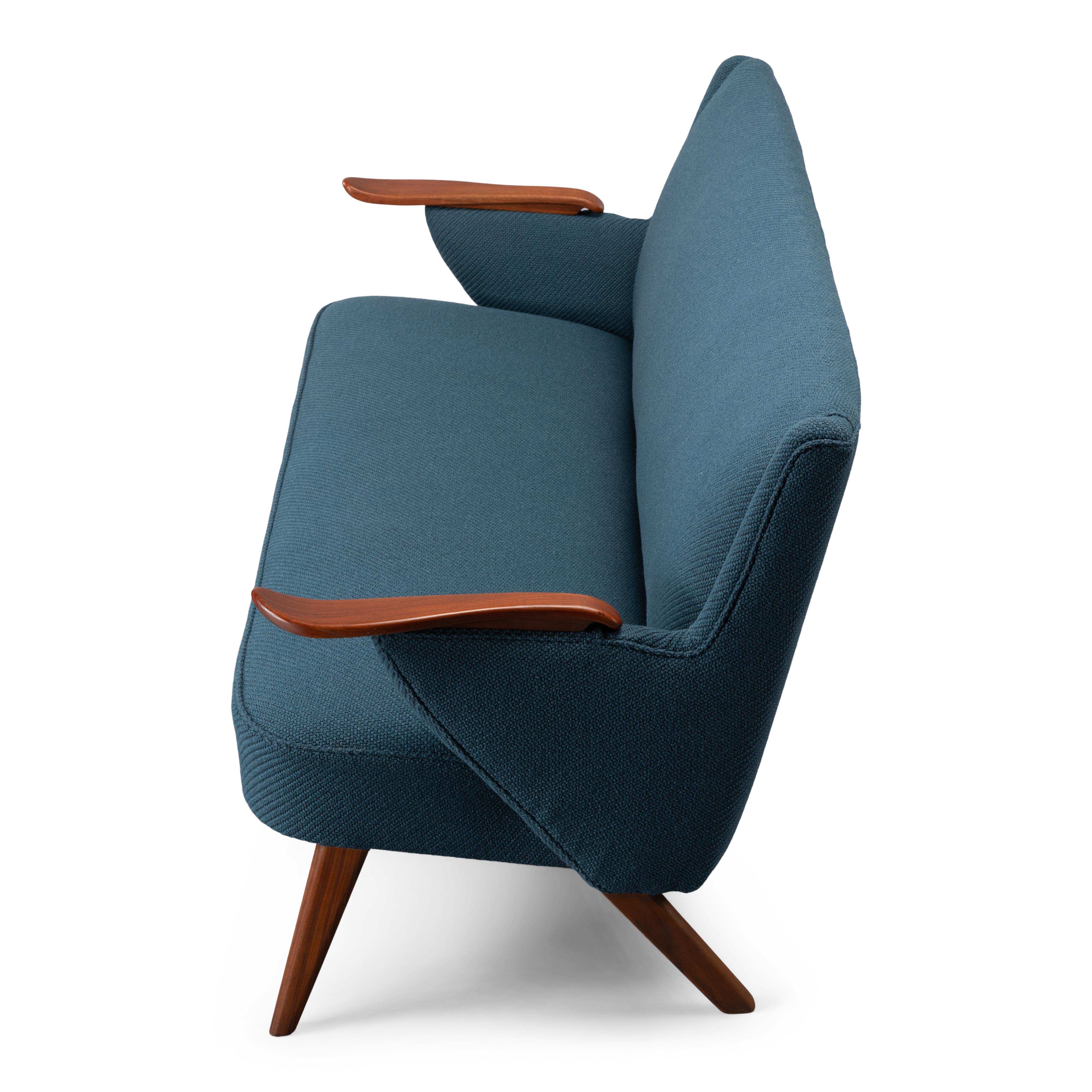 Danish Reupholstered Blue Design Sofa, Johannes Andersen for CFC Silkeborg 1960s 4