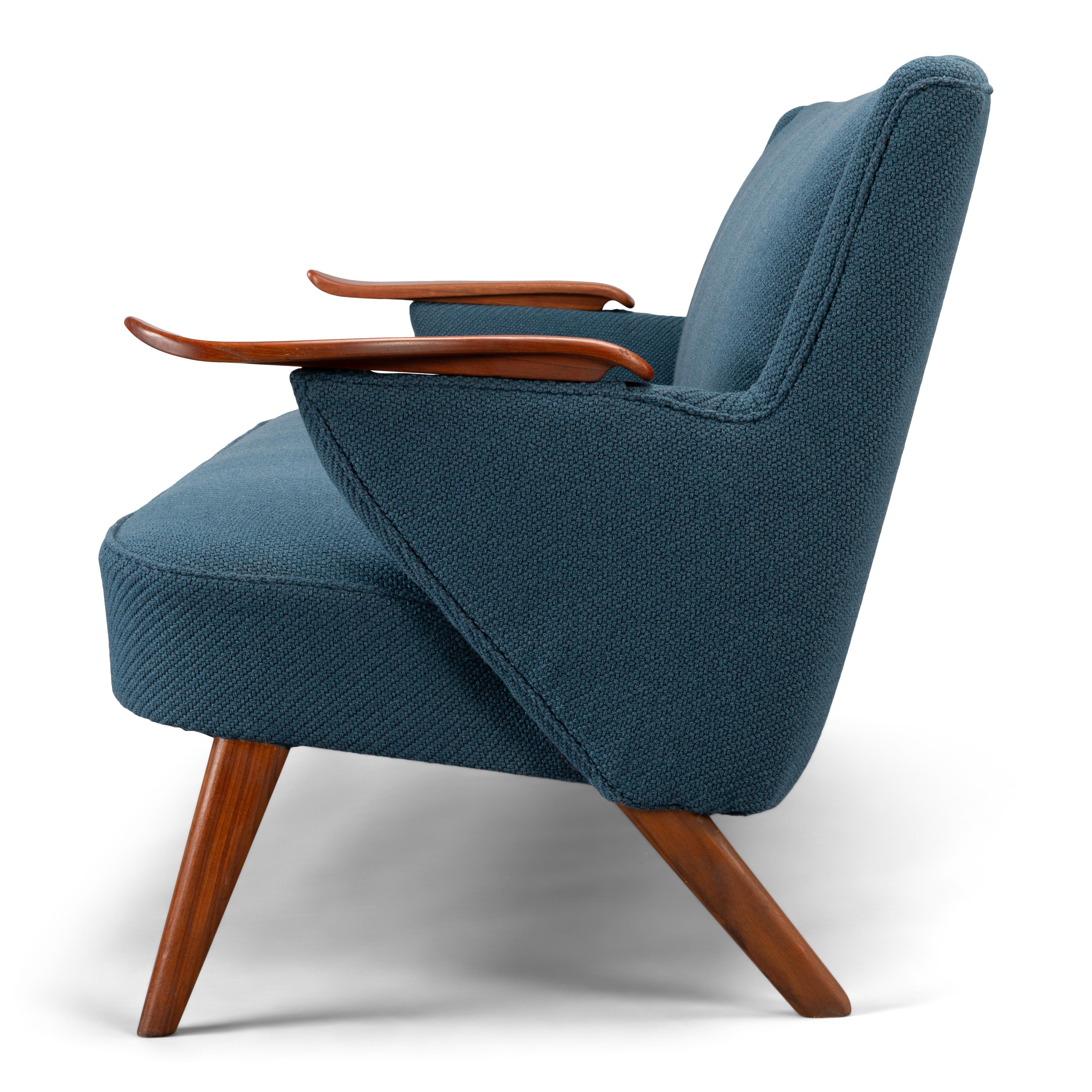 Danish Reupholstered Blue Design Sofa, Johannes Andersen for CFC Silkeborg 1960s 5