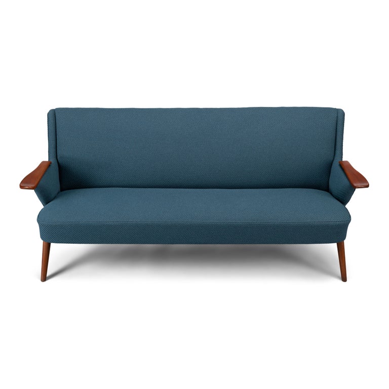 Danish Reupholstered Blue Design Sofa, Johannes Andersen for CFC Silkeborg  1960s at 1stDibs