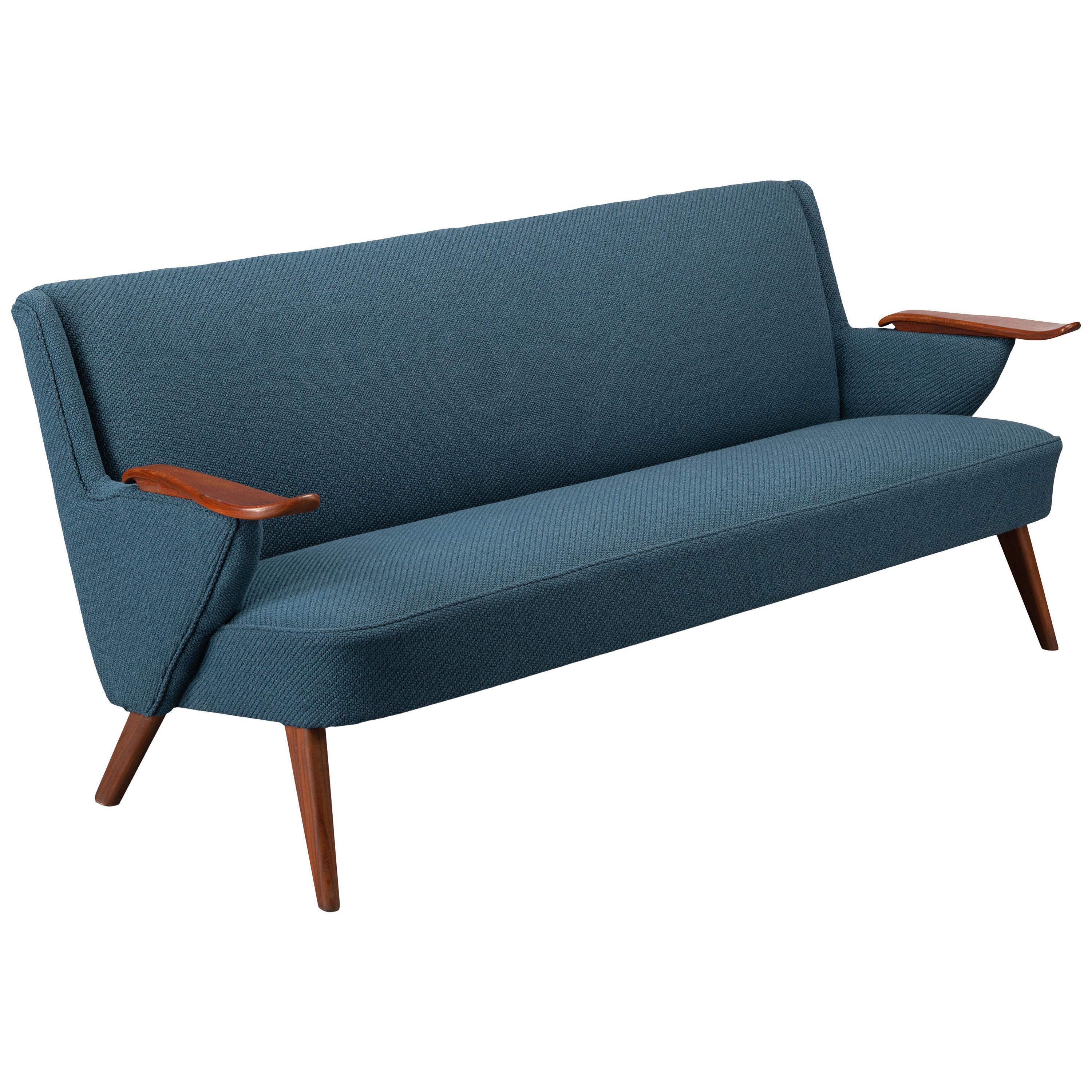 Danish Reupholstered Blue Design Sofa, Johannes Andersen for CFC Silkeborg 1960s