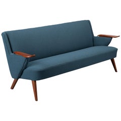 Canapé danois design bleu retapissé:: Johannes Andersen pour CFC Silkeborg 1960s