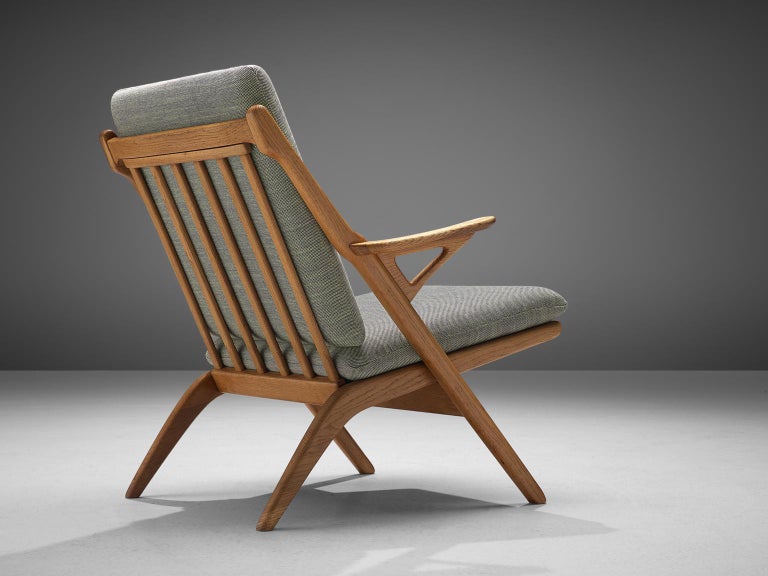 Danish Reupholstered Midcentury Armchair in Oak For Sale at 1stDibs