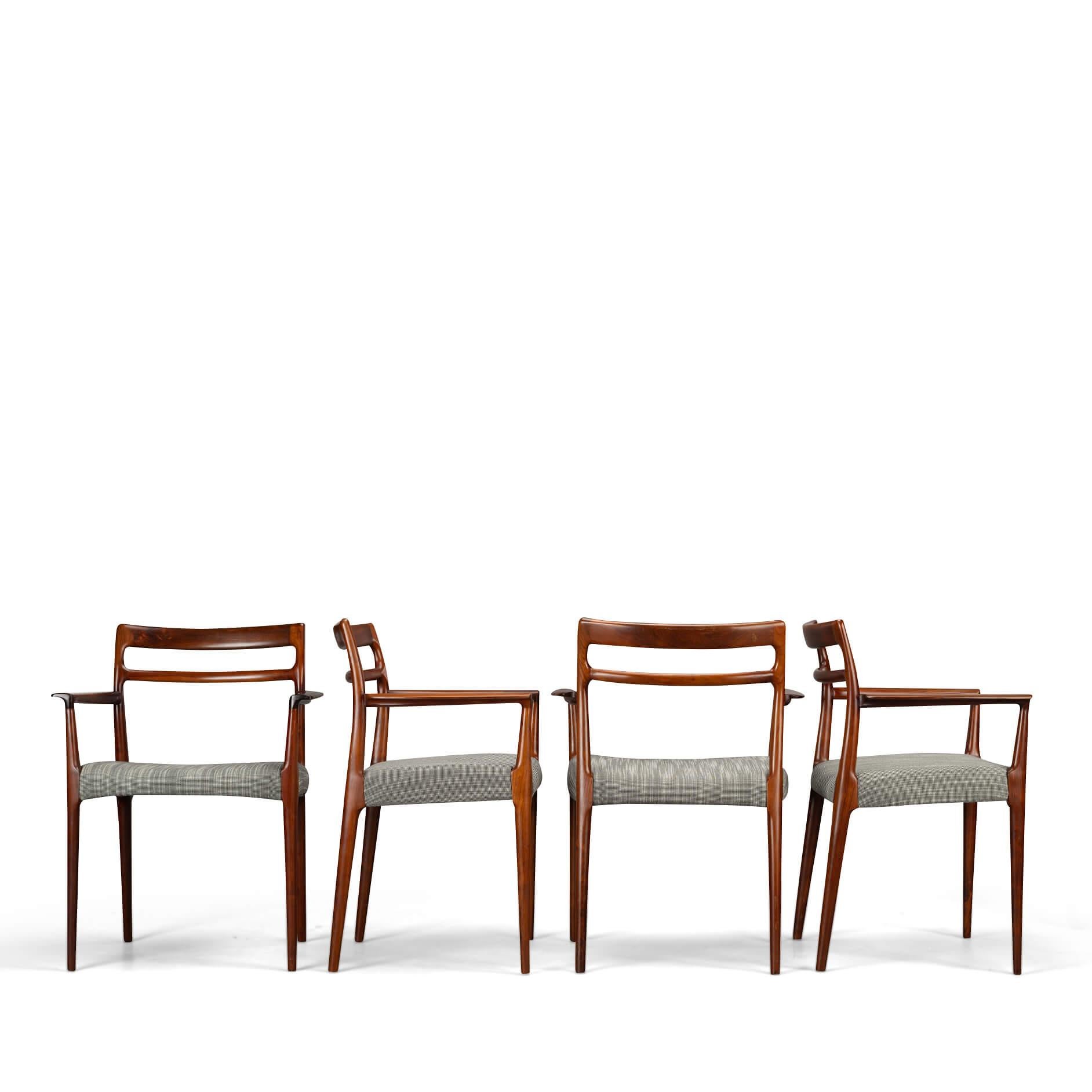 Danish Reupholstered Rosewood Armchairs by Erling Torvits for Soro, Set of 4 In Good Condition In Elshout, NL