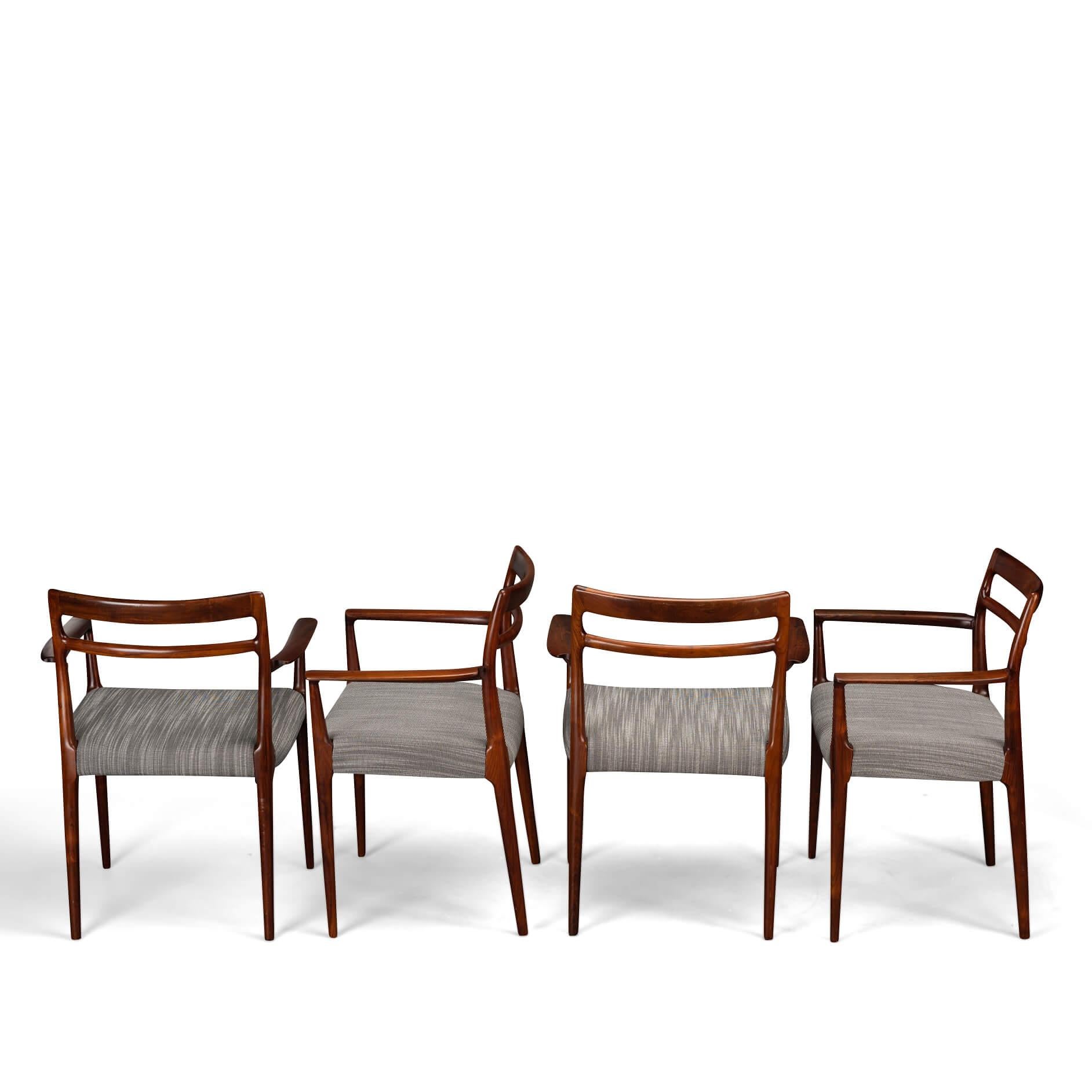 Wool Danish Reupholstered Rosewood Armchairs by Erling Torvits for Soro, Set of 4