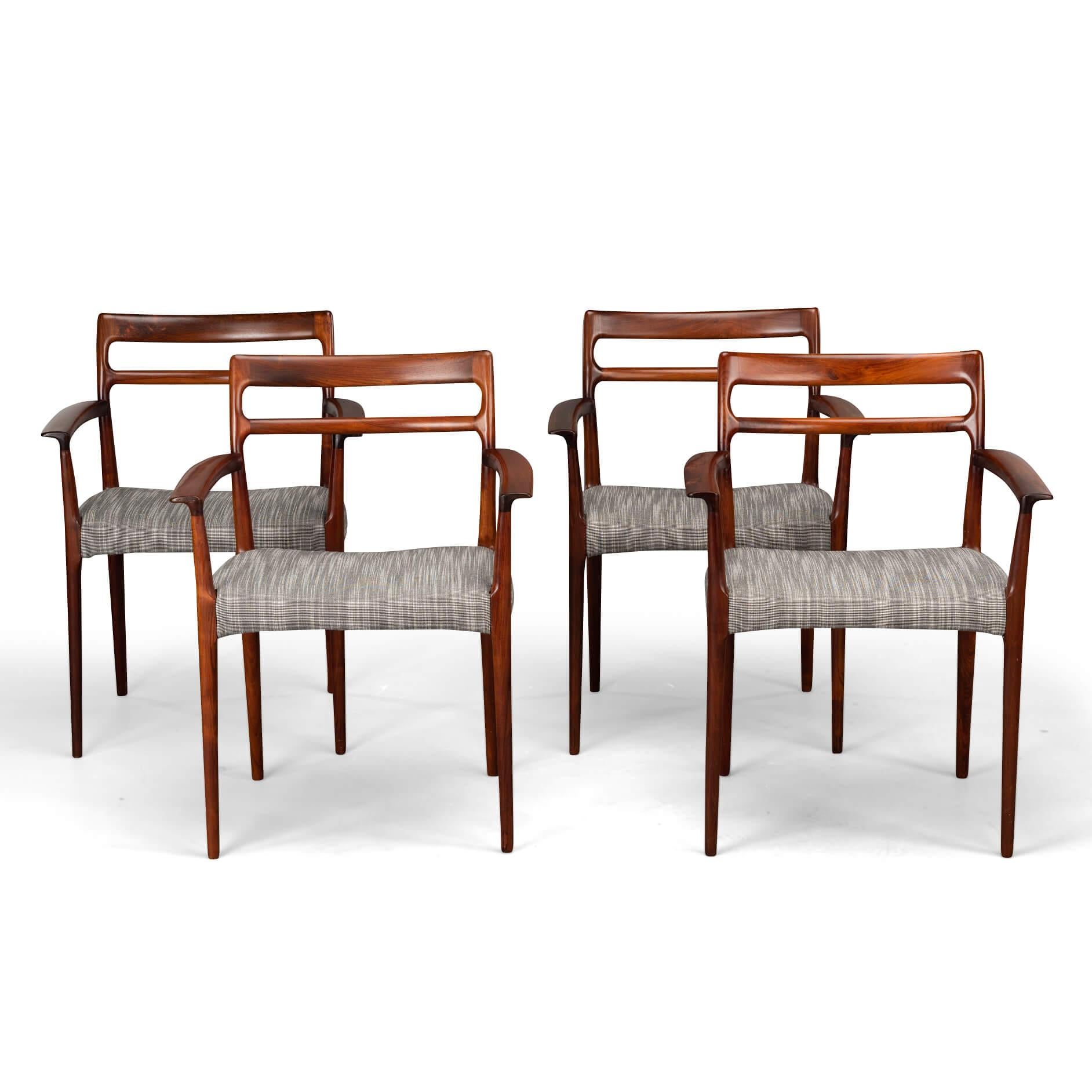 Danish Reupholstered Rosewood Armchairs by Erling Torvits for Soro, Set of 4 1