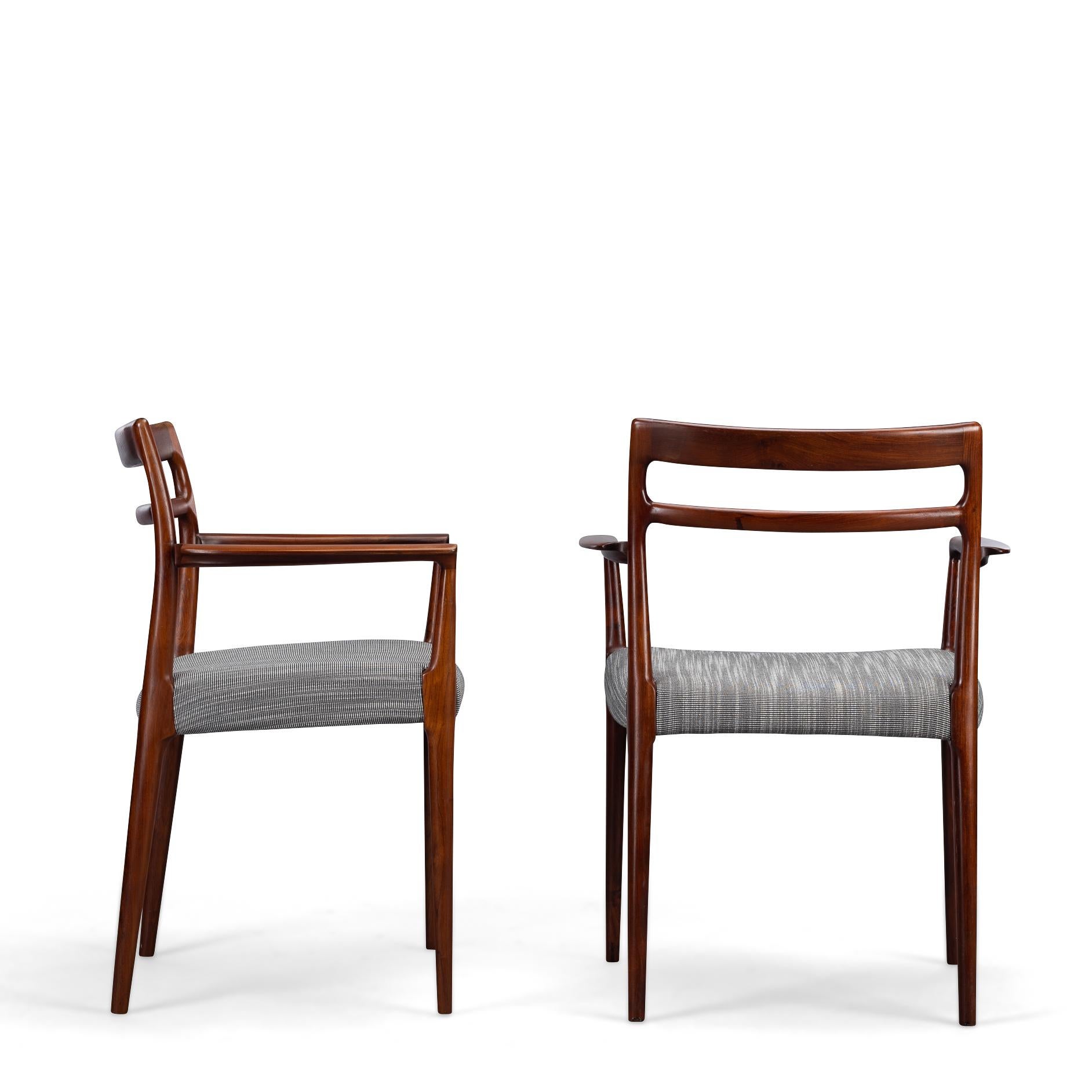 Danish Reupholstered Rosewood Armchairs by Erling Torvits for Soro, Set of 2 For Sale 4