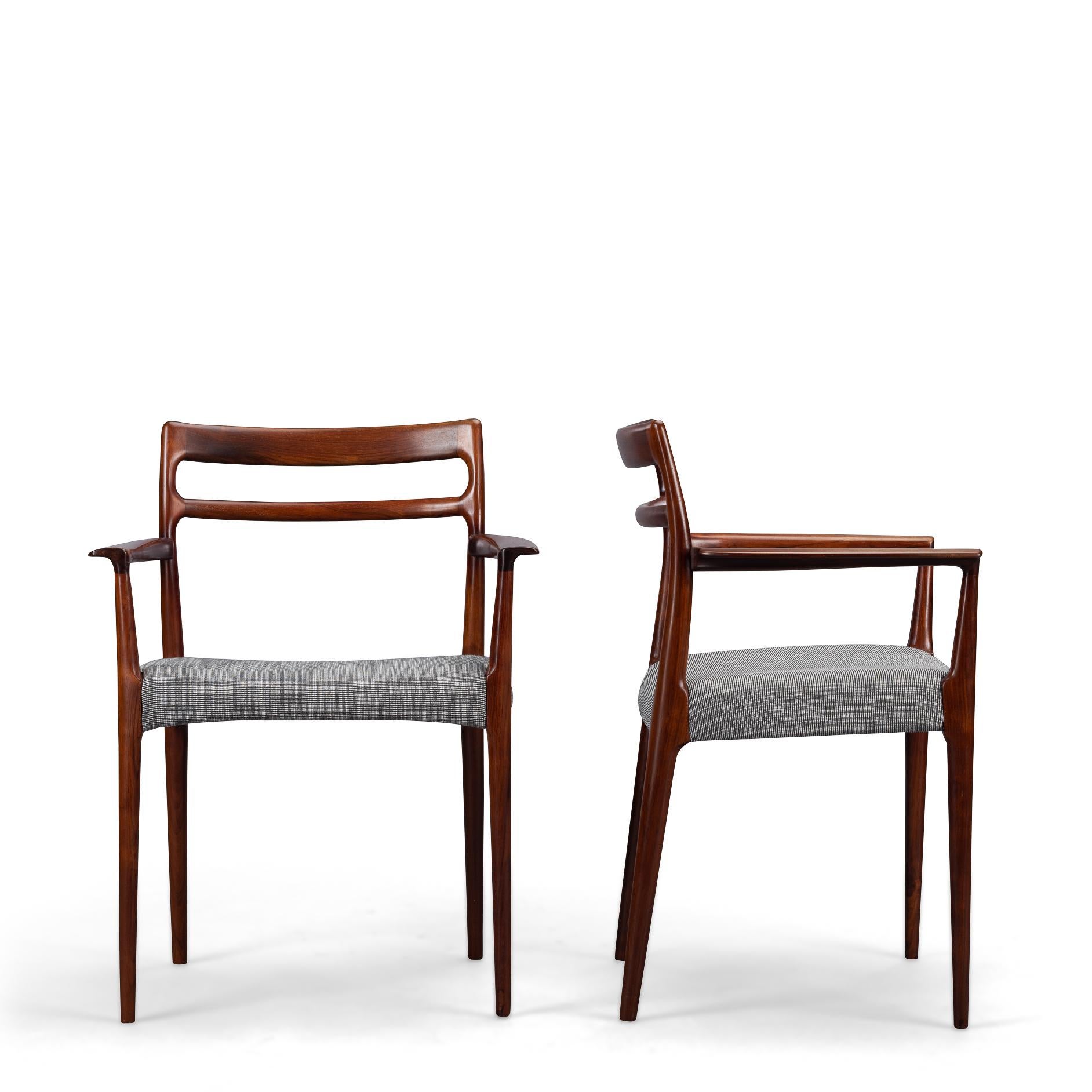 Danish Reupholstered Rosewood Armchairs by Erling Torvits for Soro, Set of 2 For Sale 5