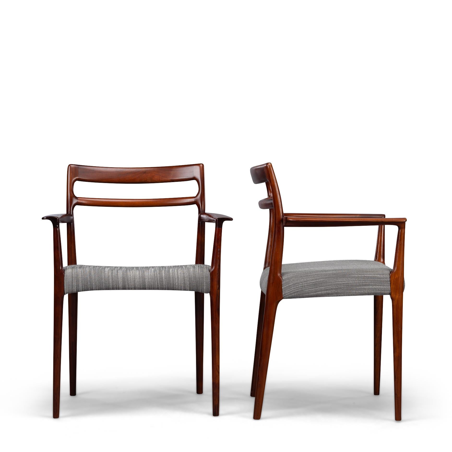 Danish Reupholstered Rosewood Armchairs by Erling Torvits for Soro, Set of 2 In Good Condition For Sale In Elshout, NL
