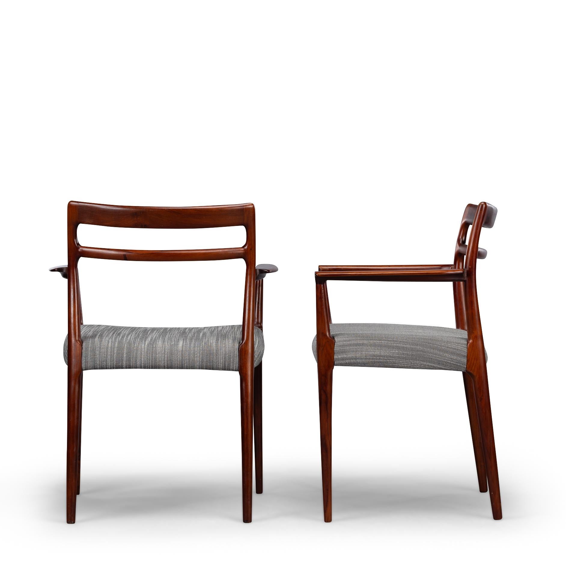 Wool Danish Reupholstered Rosewood Armchairs by Erling Torvits for Soro, Set of 2 For Sale