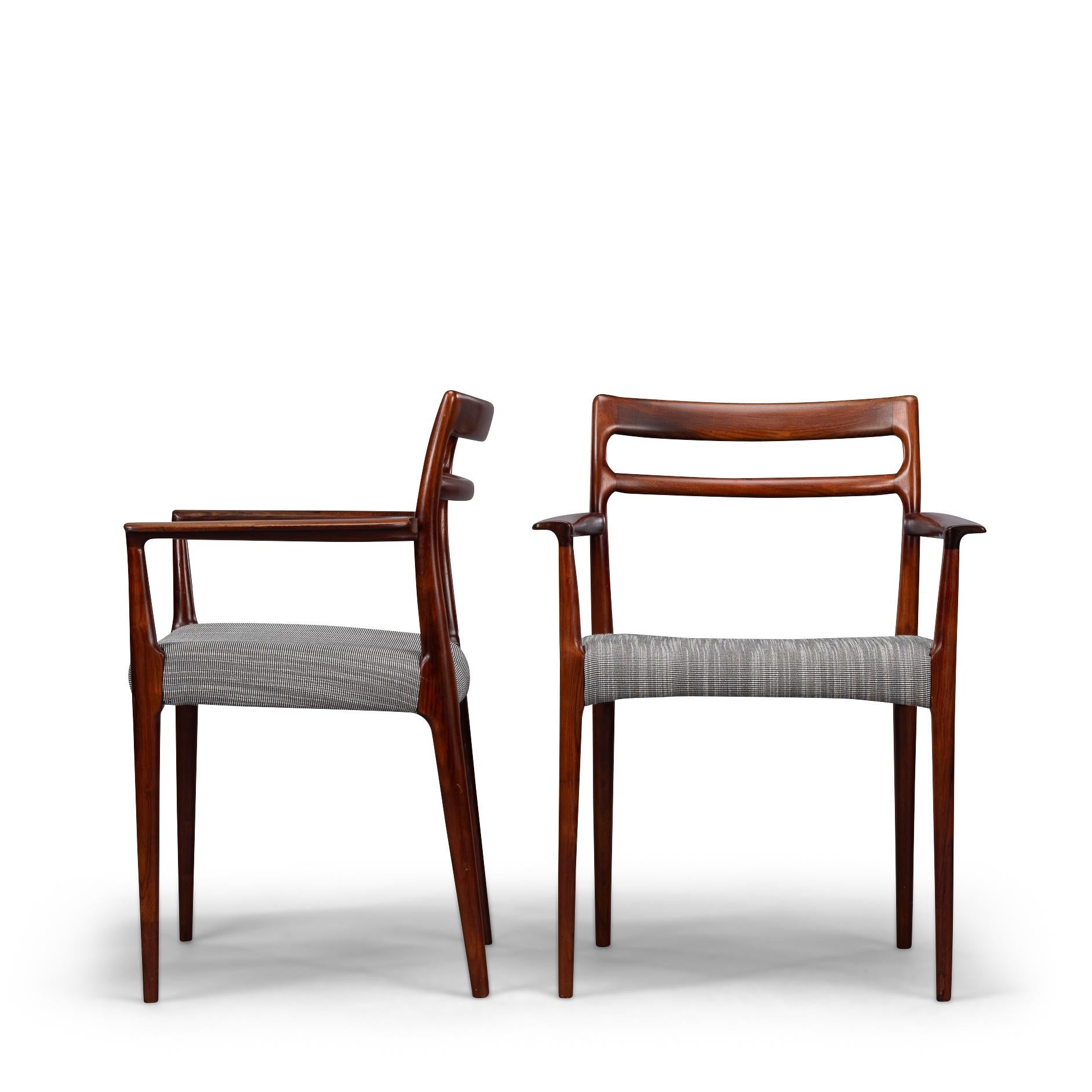 Danish Reupholstered Rosewood Armchairs by Erling Torvits for Soro, Set of 2 For Sale 1
