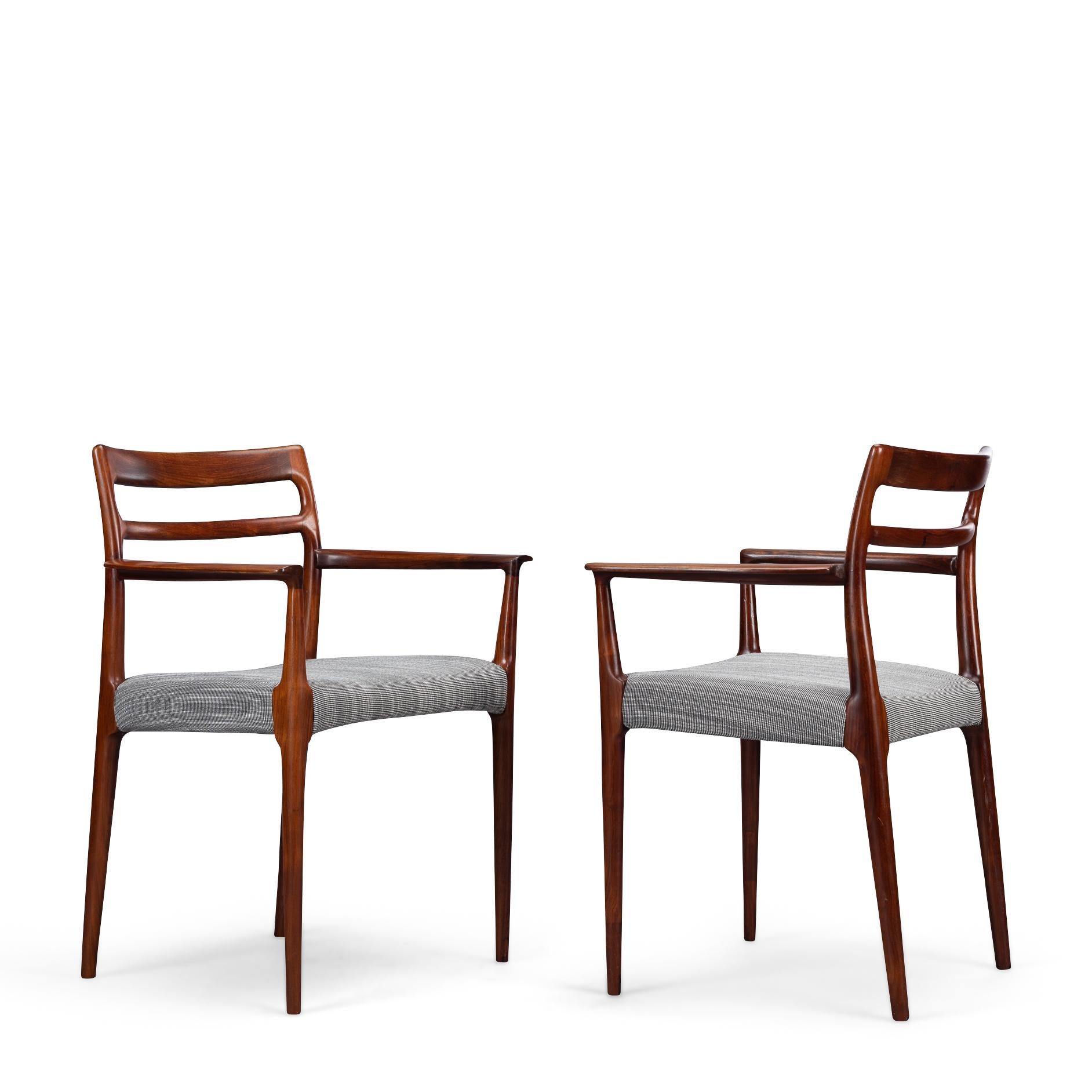 Danish Reupholstered Rosewood Armchairs by Erling Torvits for Soro, Set of 2 For Sale 2