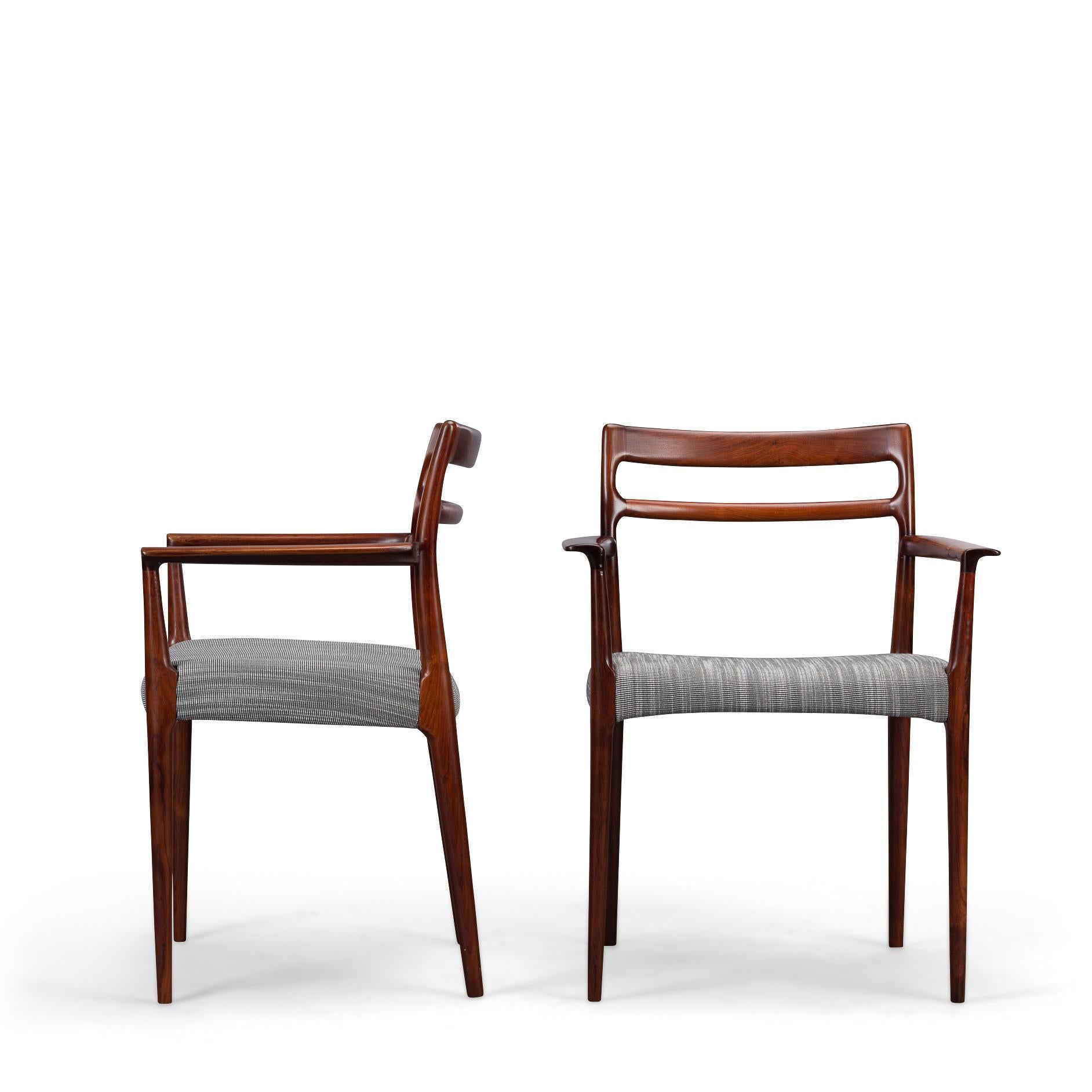 Danish Reupholstered Rosewood Armchairs by Erling Torvits for Soro, Set of 2 For Sale 3