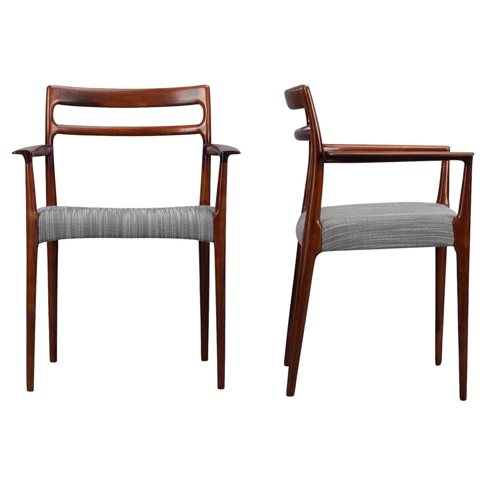 Danish Reupholstered Rosewood Armchairs by Erling Torvits for Soro, Set of 2 For Sale