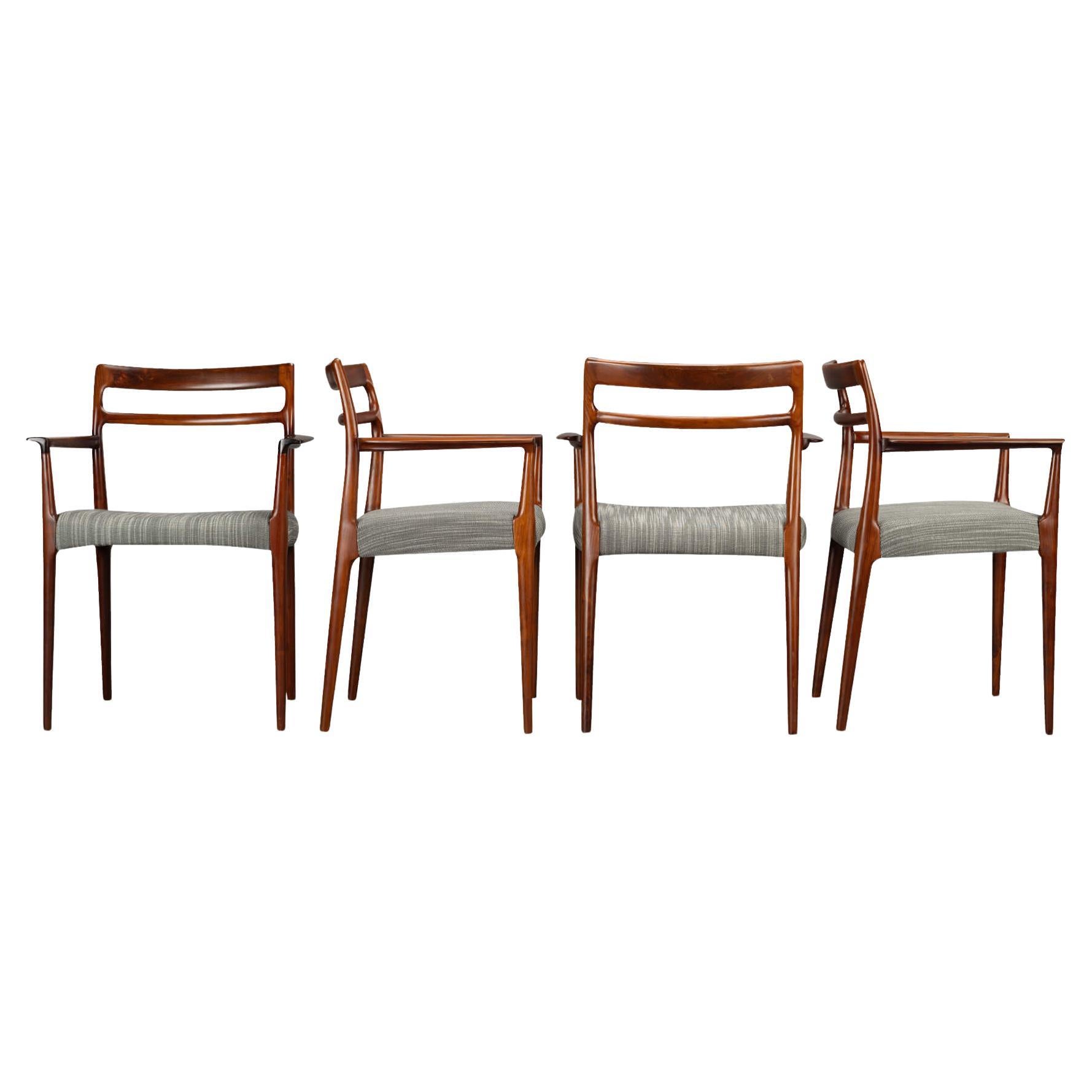 Danish Reupholstered Rosewood Armchairs by Erling Torvits for Soro, Set of 4