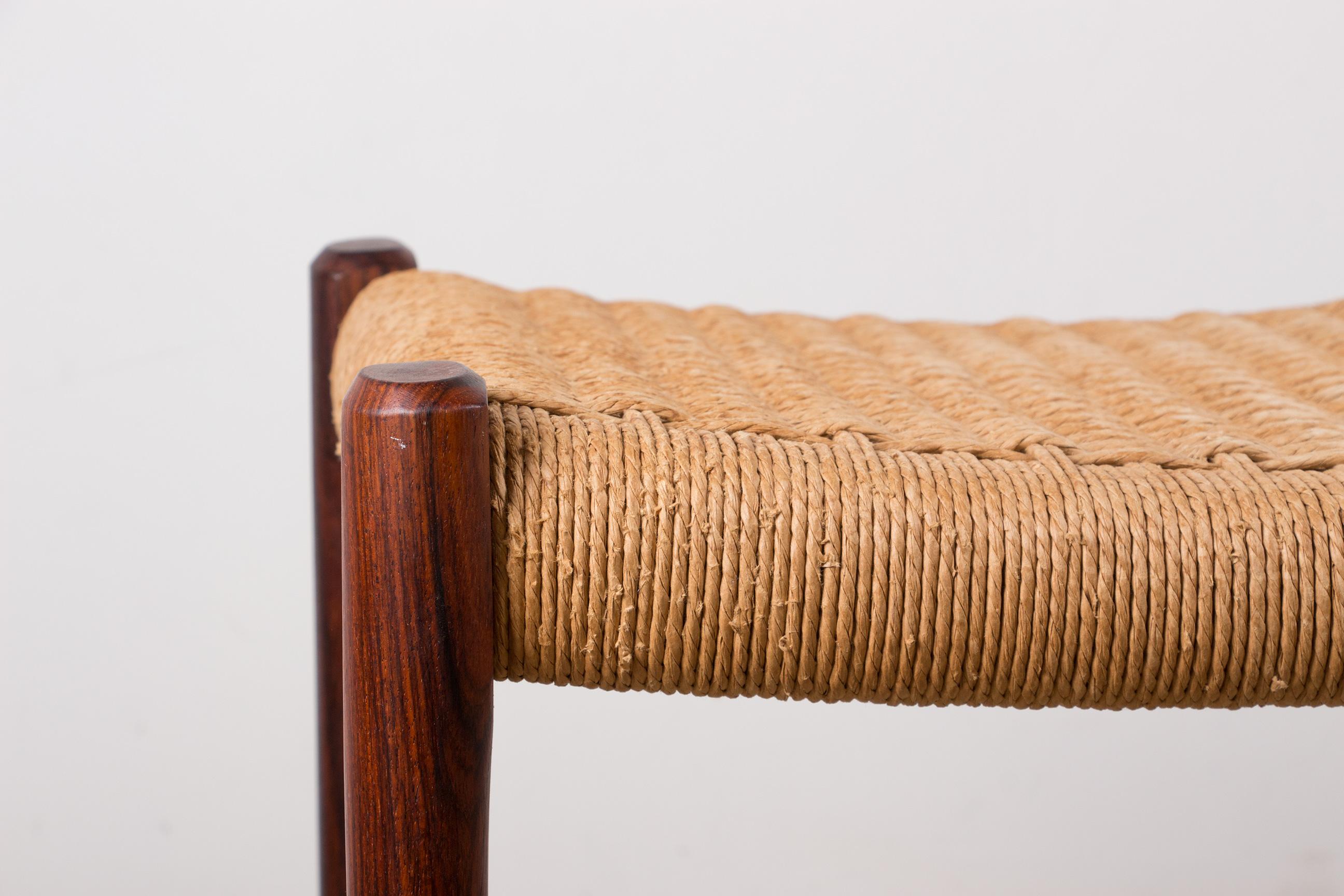 Mid-20th Century Danish Rio Rosewood & Rope Model 80 Stool by Niels Otto Moller, 1960