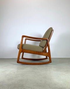 Danish Rocking Chair by Ole Wanscher 1950s with New Upholstery
