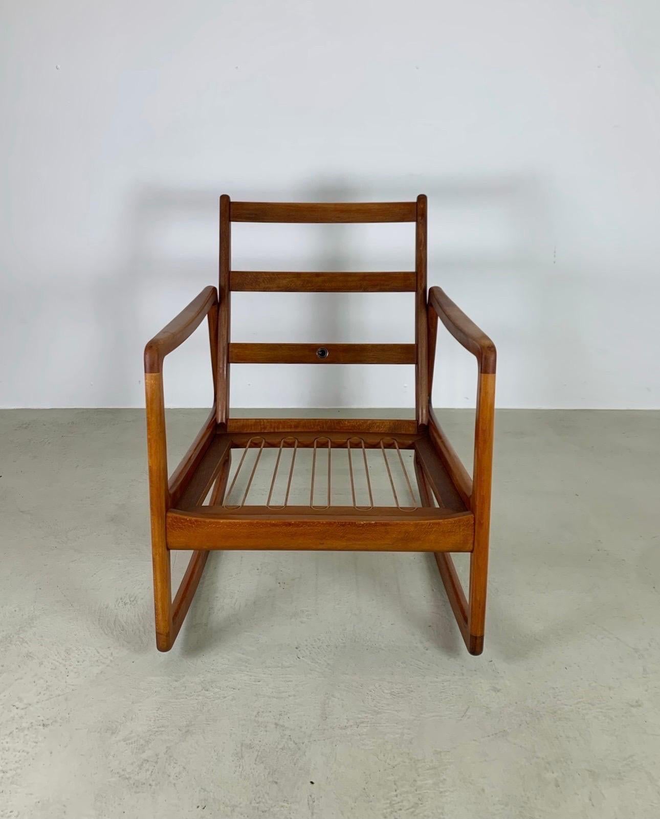 Danish Rocking Chair by Ole Wanscher 1950s with New Upholstery For Sale 1