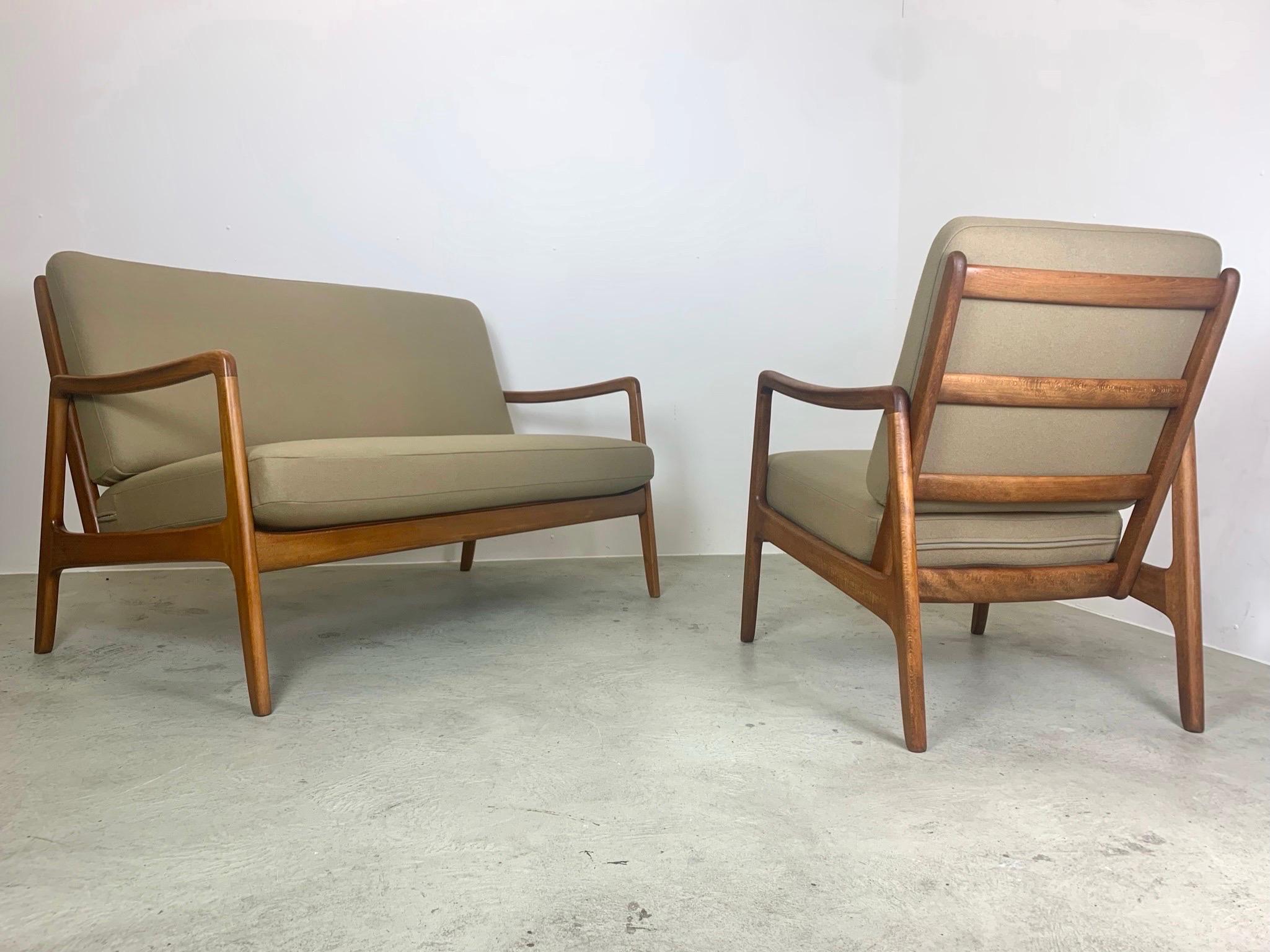 Danish Rocking Chair by Ole Wanscher 1950s with New Upholstery For Sale 3