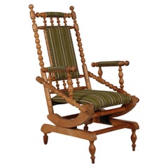 Used Danish Rocking Chair in the manner of Henning Kjærnulf Solid Oak + Wool 1970s