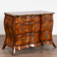 Danish Rococo Period 19th Century Bombay Marquetry Chest of Three Drawers