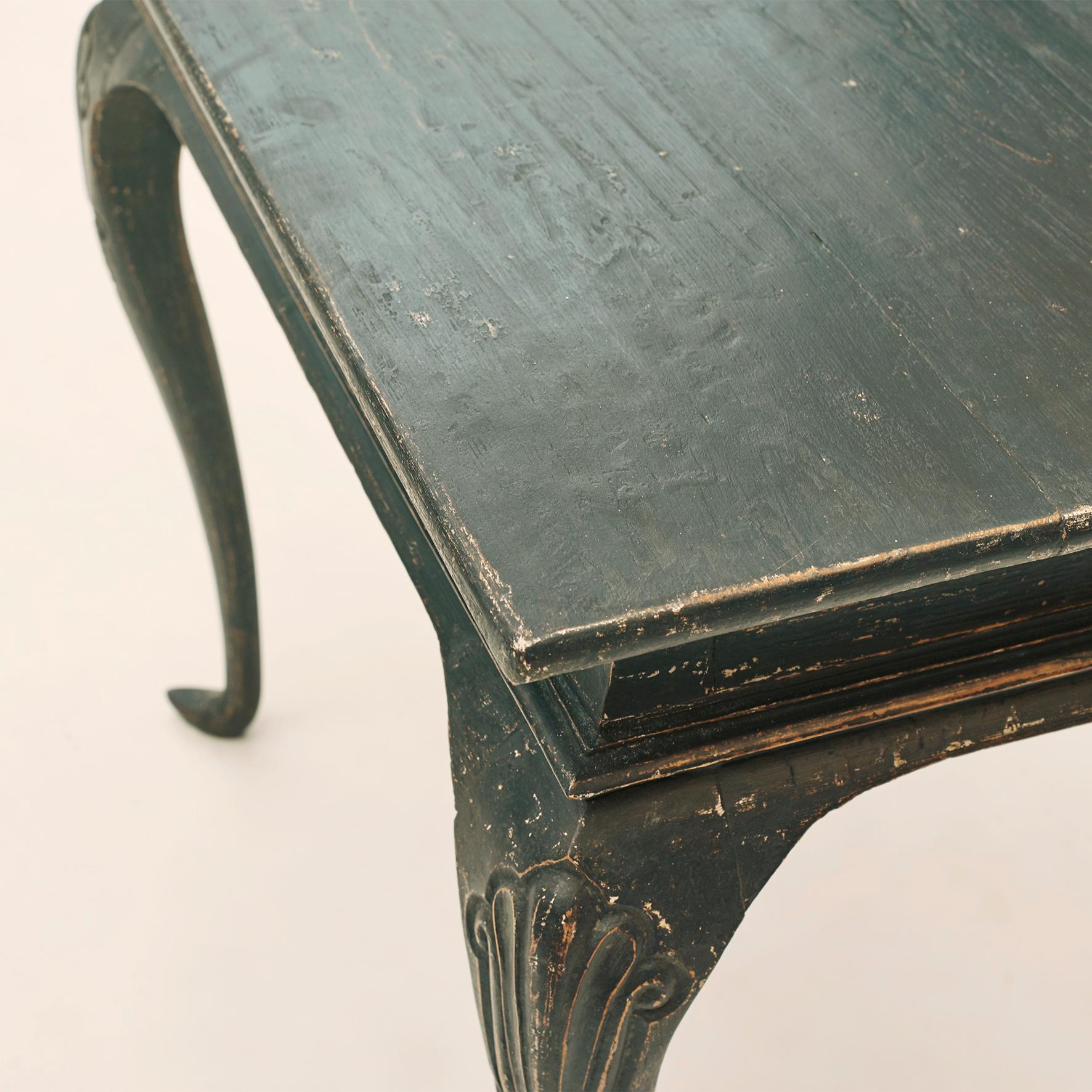 Danish Rococo Table Black Painted Pine In Good Condition For Sale In Kastrup, DK