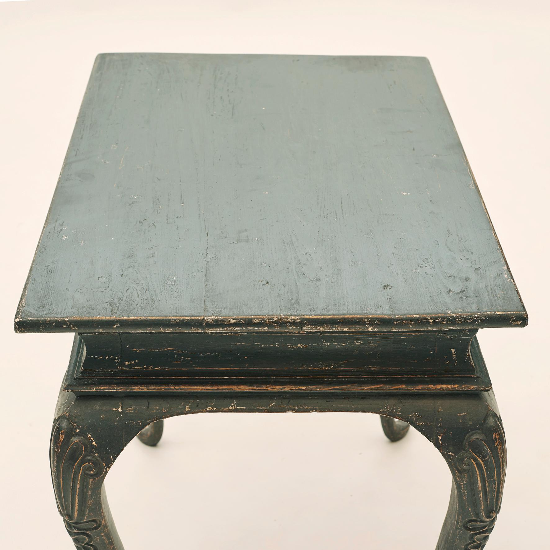 Danish Rococo Table Black Painted Pine For Sale 4