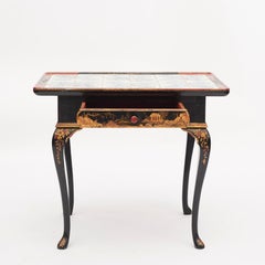 Danish Rococo Tile-Top Table with Chinese Motifs