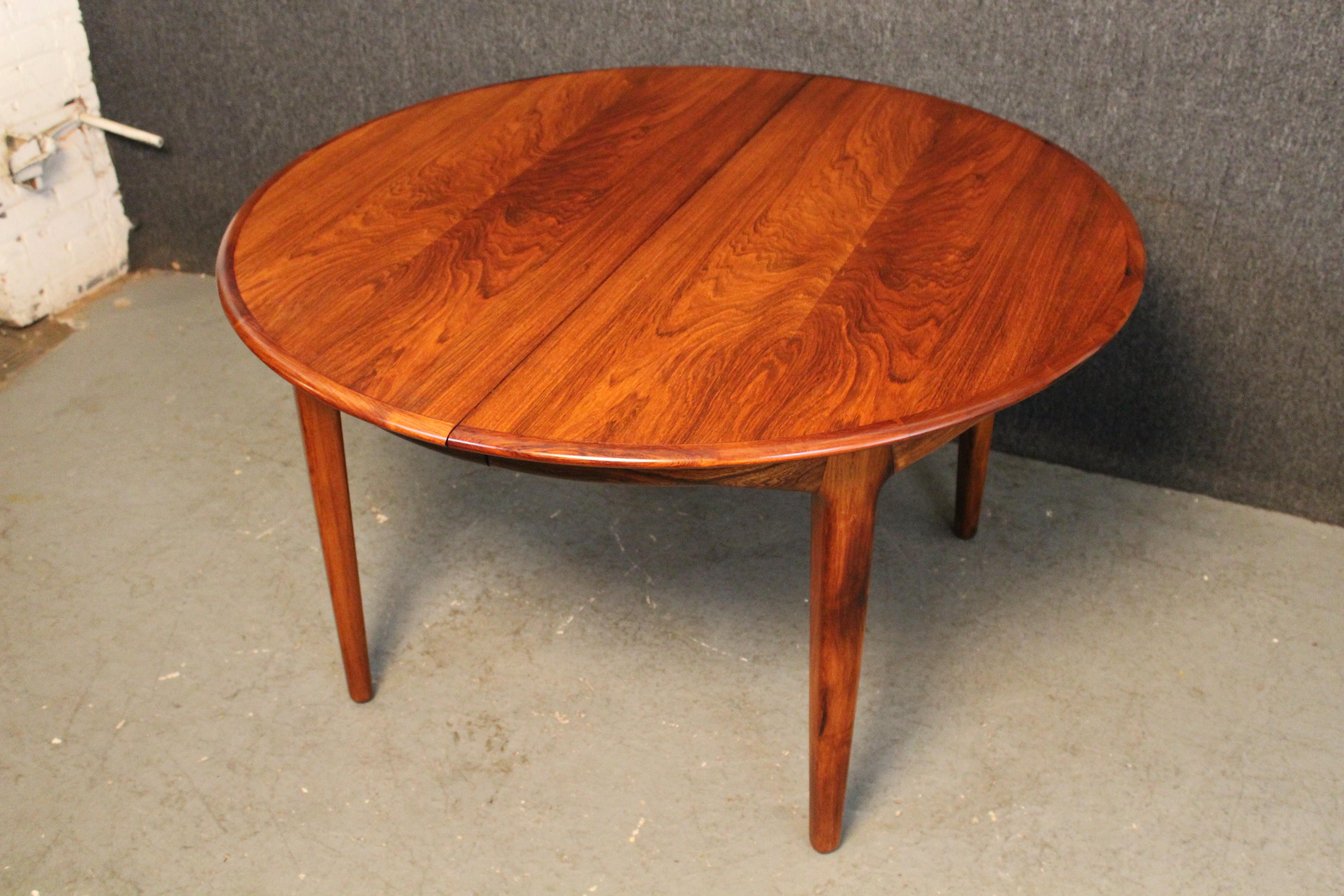 Carved Danish Rosewood 4-Leaf Banquet Table by H. Kjærnulf for Sorø Møbelfabrik