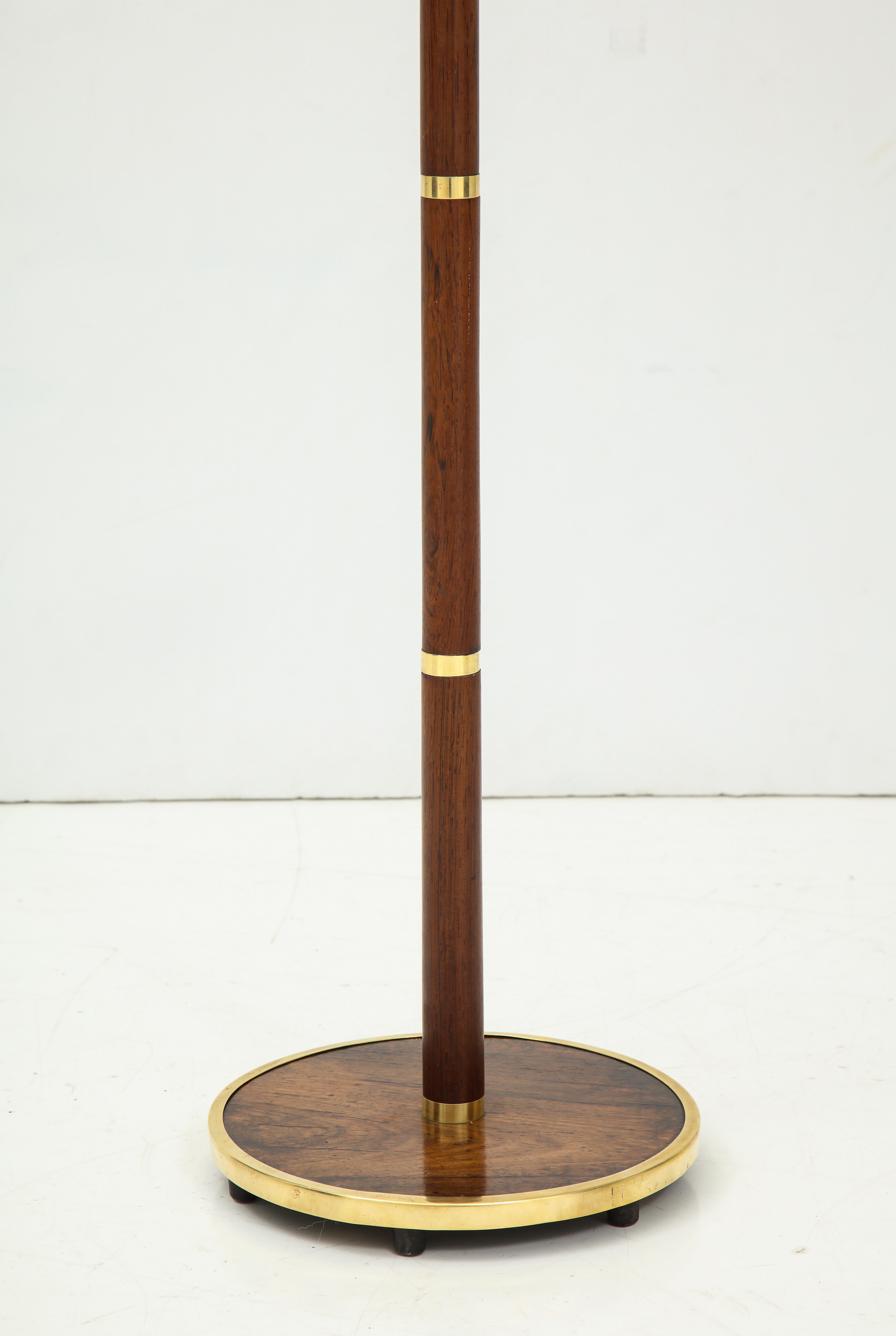 Scandinavian Modern Danish Rosewood and Brass Banded Floor Lamp by Fog & Mørup, circa 1960s