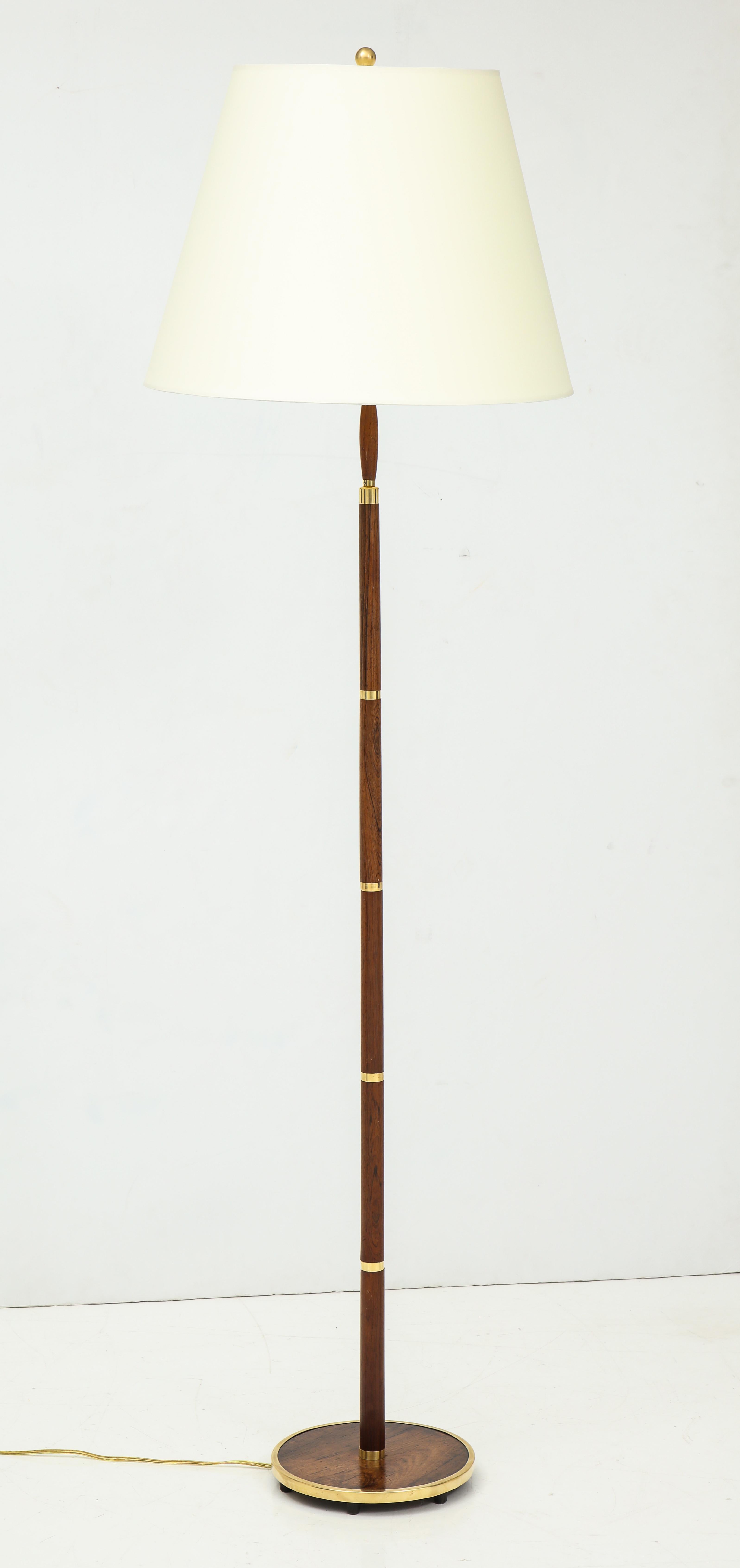 Danish Rosewood and Brass Banded Floor Lamp by Fog & Mørup, circa 1960s 2
