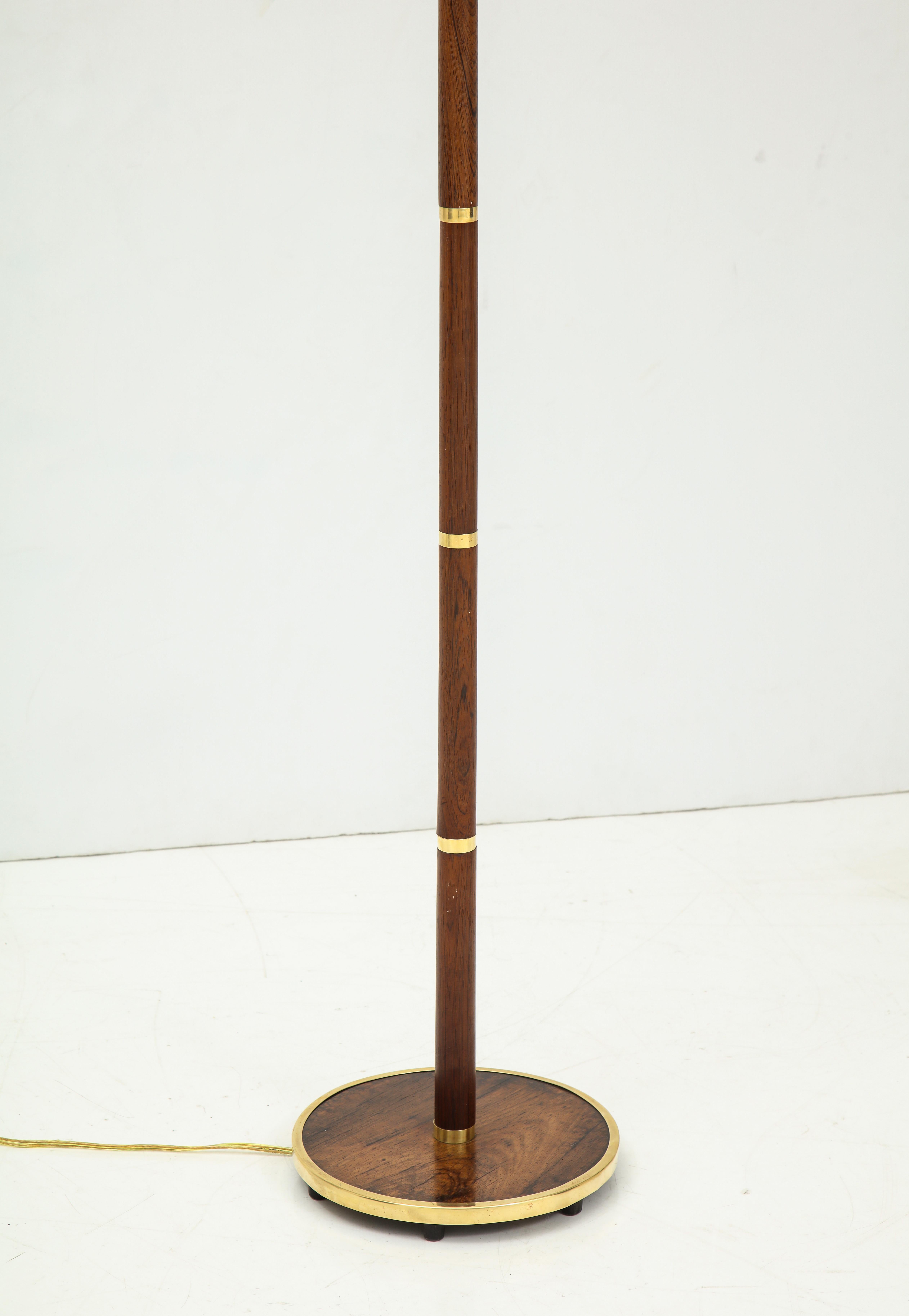 Danish Rosewood and Brass Banded Floor Lamp by Fog & Mørup, circa 1960s 3