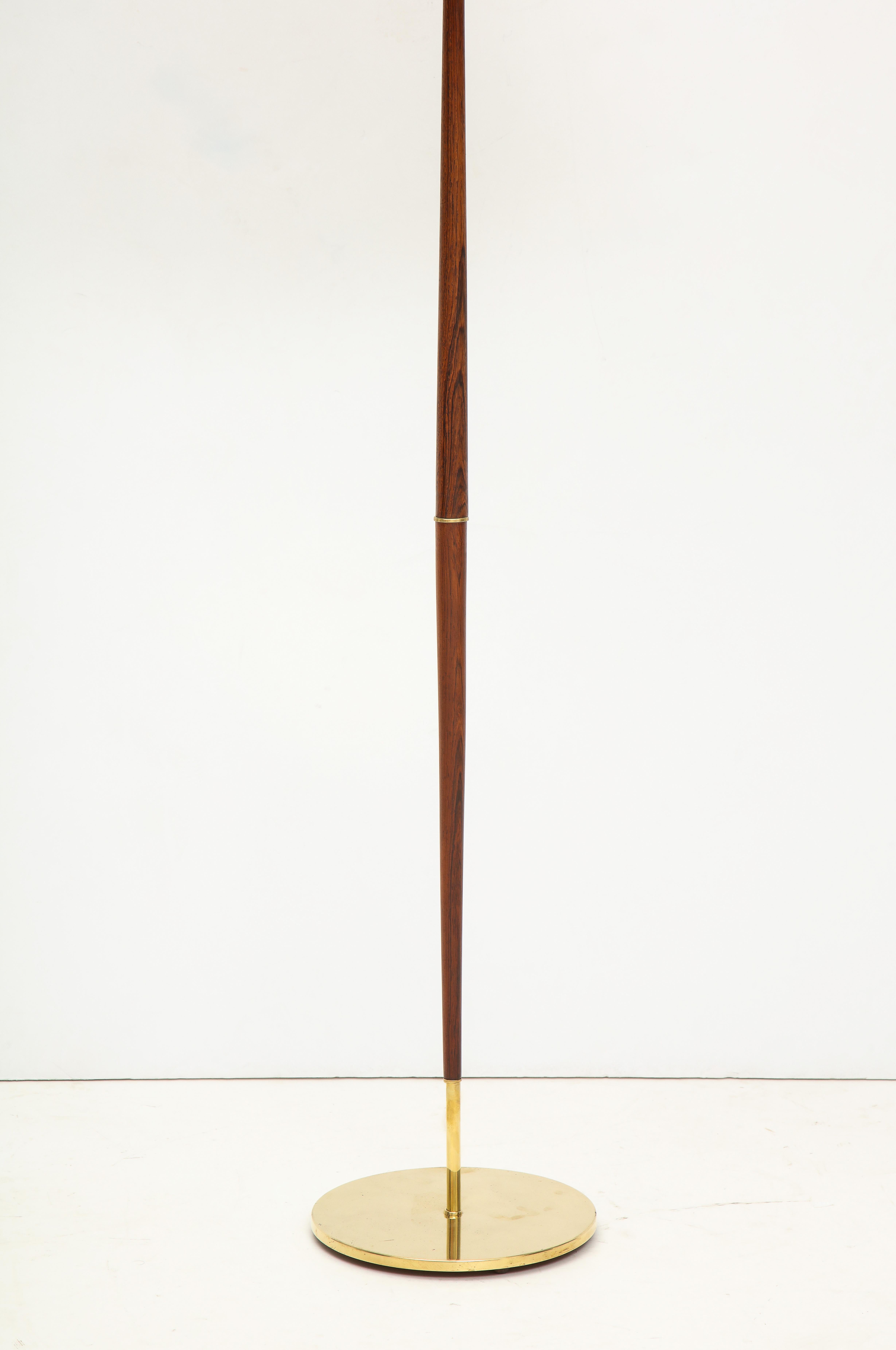 Mid-20th Century Danish Rosewood and Brass Floor Lamp, circa 1960s