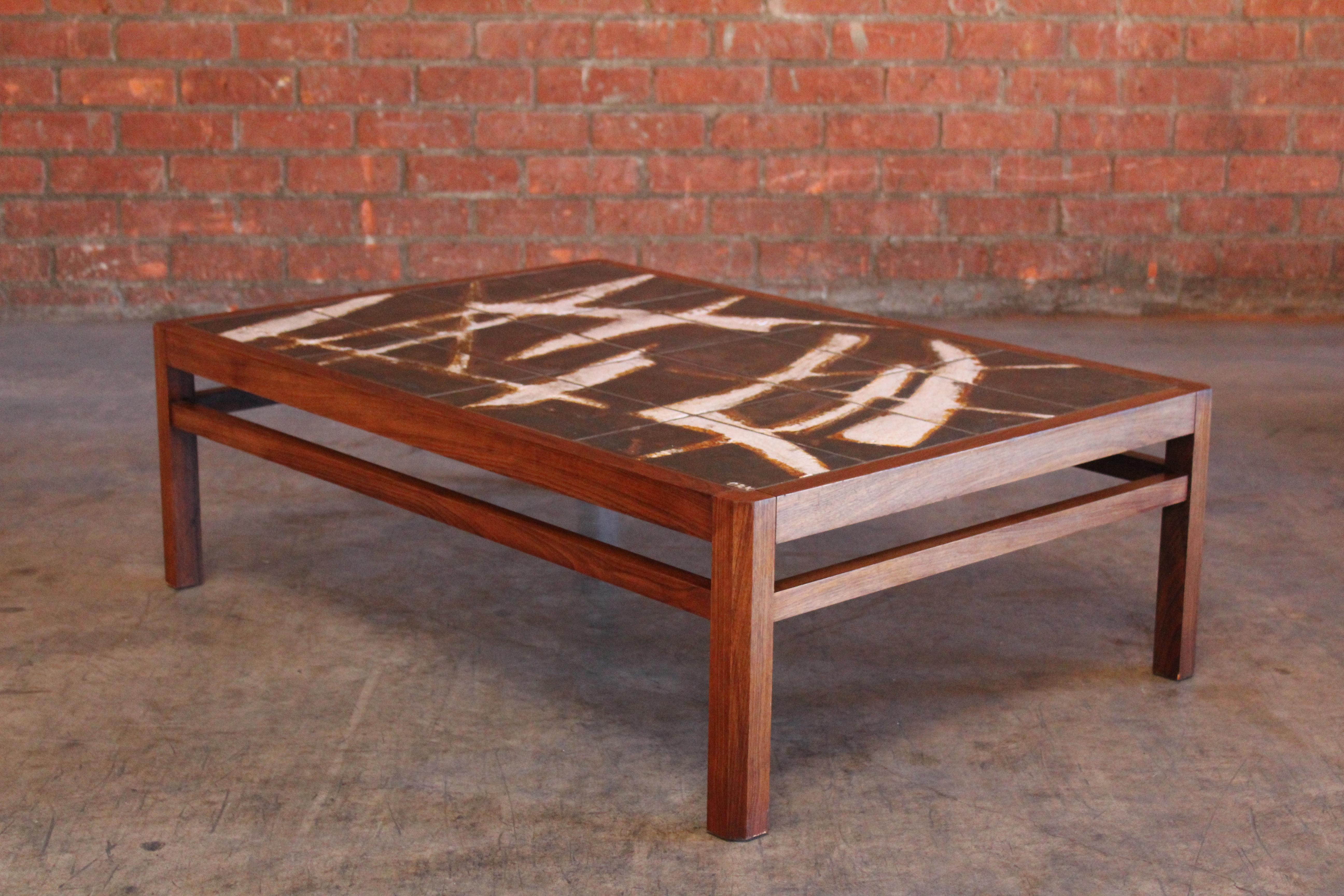 Danish Rosewood and Ceramic Tile Coffee Table by Ole Bjorn Krüger, 1960s For Sale 7