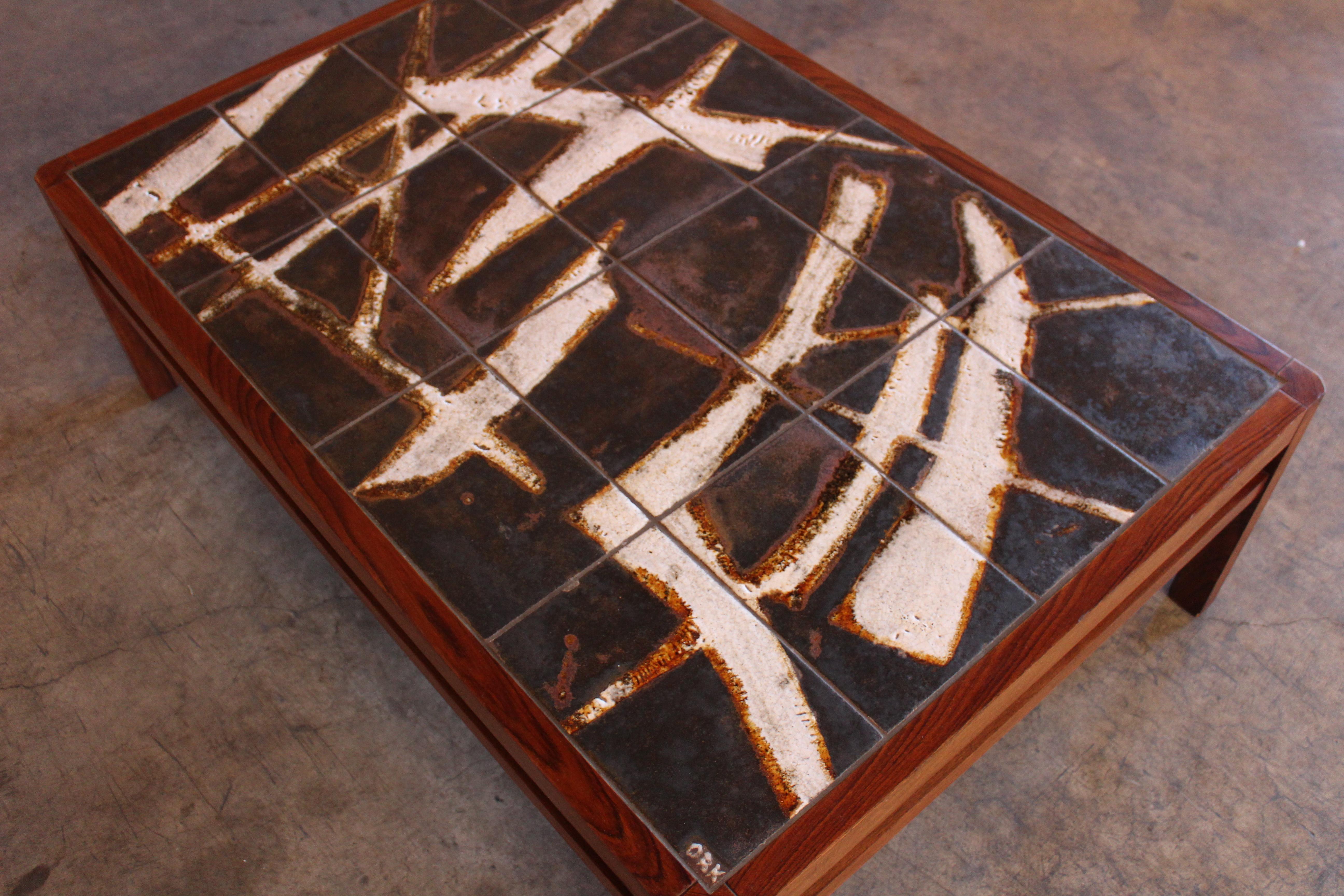 Danish Rosewood and Ceramic Tile Coffee Table by Ole Bjorn Krüger, 1960s For Sale 10
