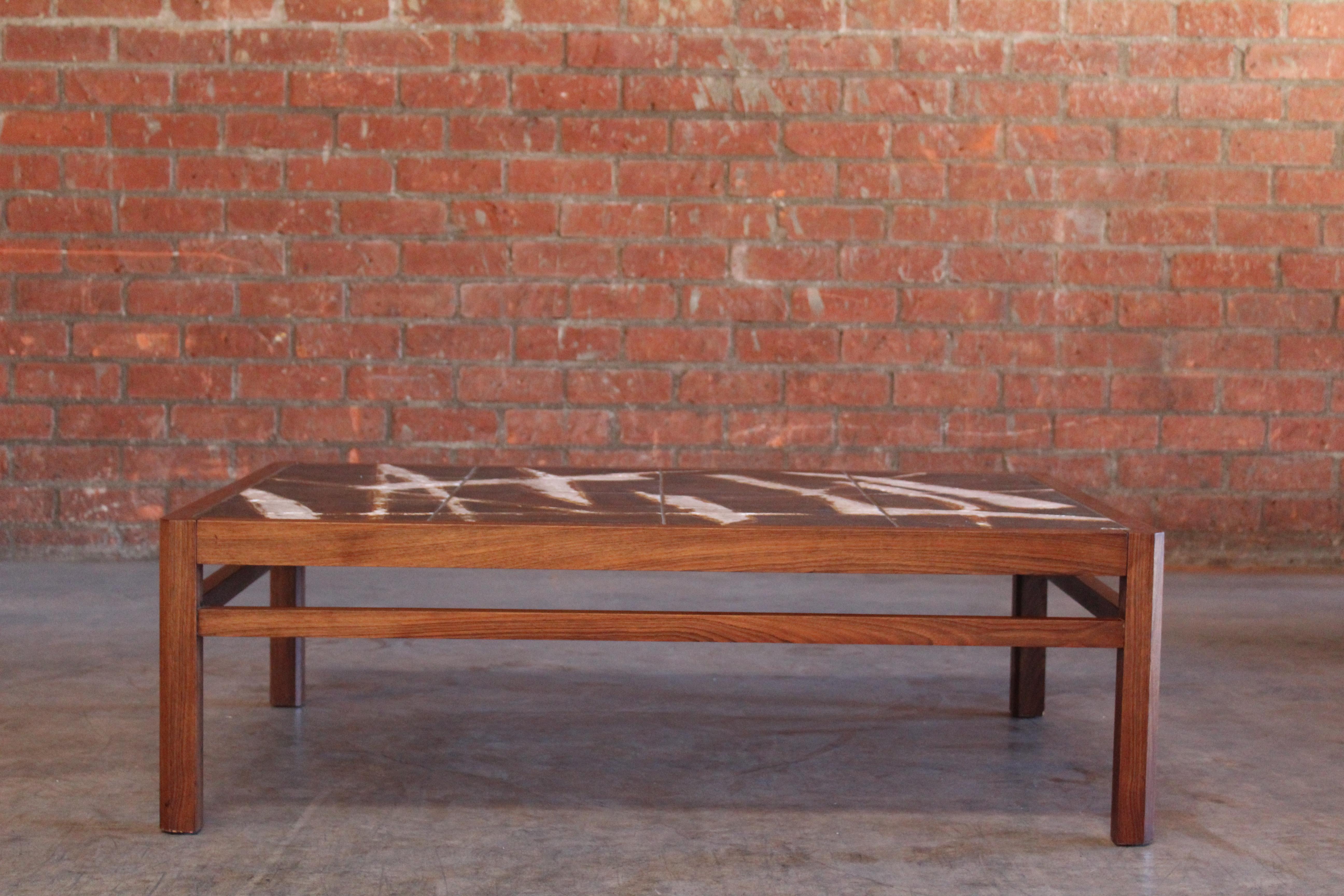 Mid-Century Modern Danish Rosewood and Ceramic Tile Coffee Table by Ole Bjorn Krüger, 1960s For Sale