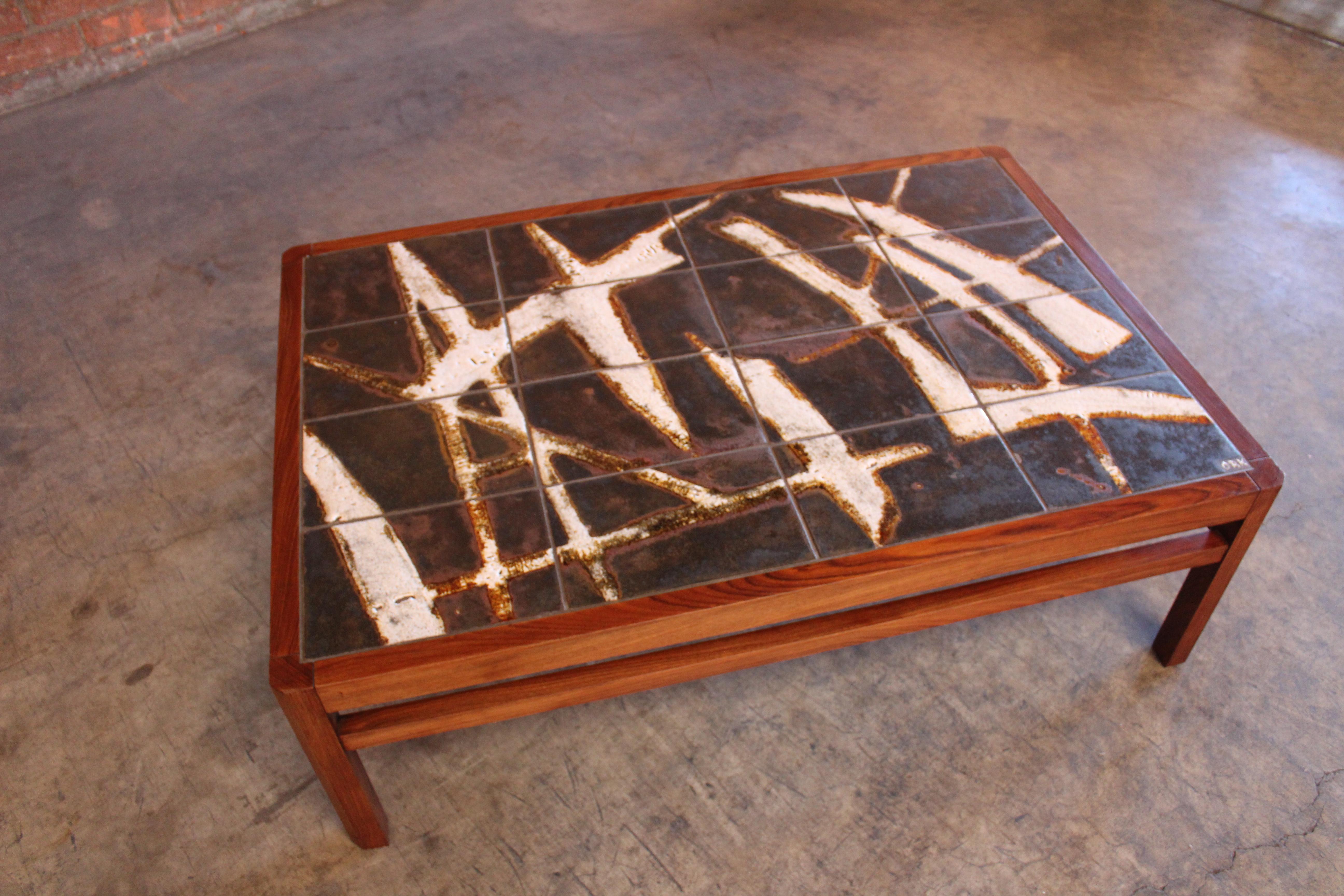 Danish Rosewood and Ceramic Tile Coffee Table by Ole Bjorn Krüger, 1960s For Sale 3