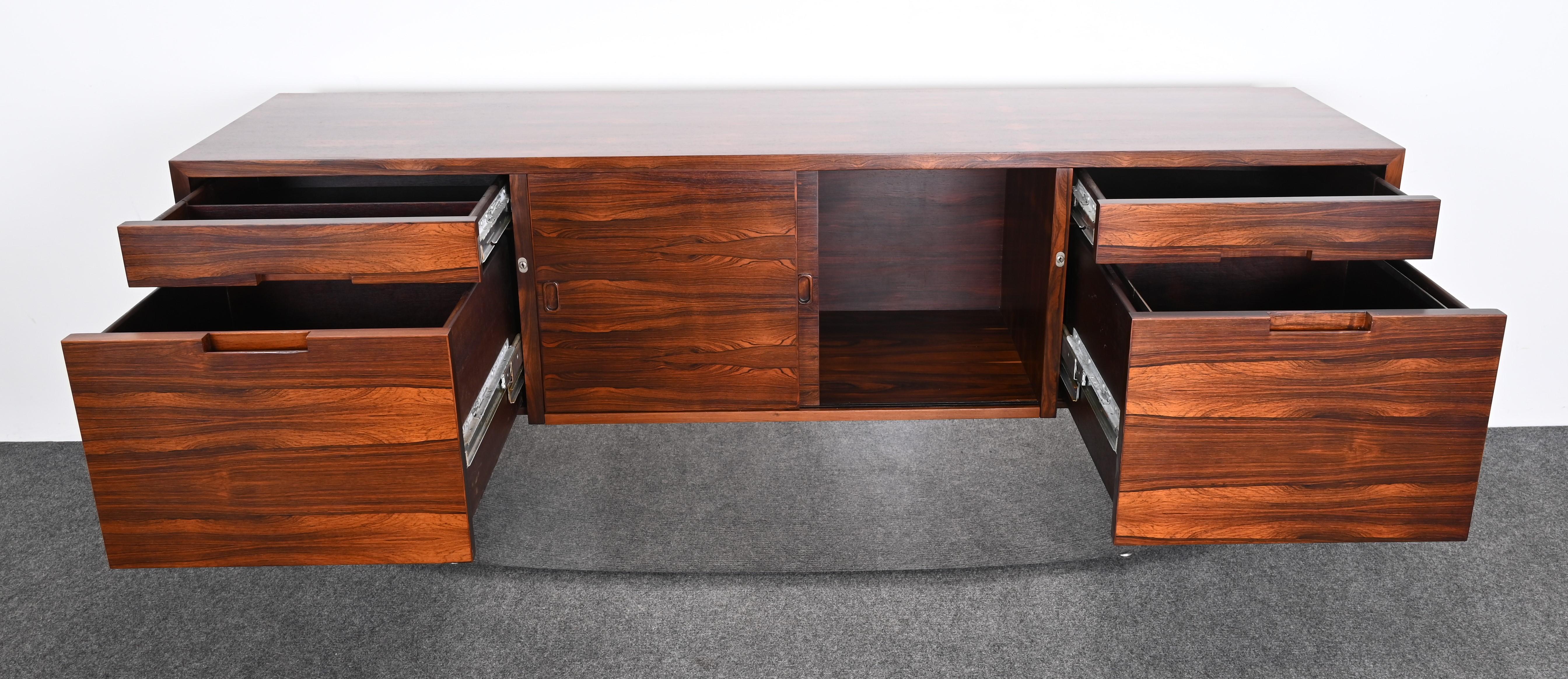 Danish Rosewood and Chrome Credenza, 1960s For Sale 9