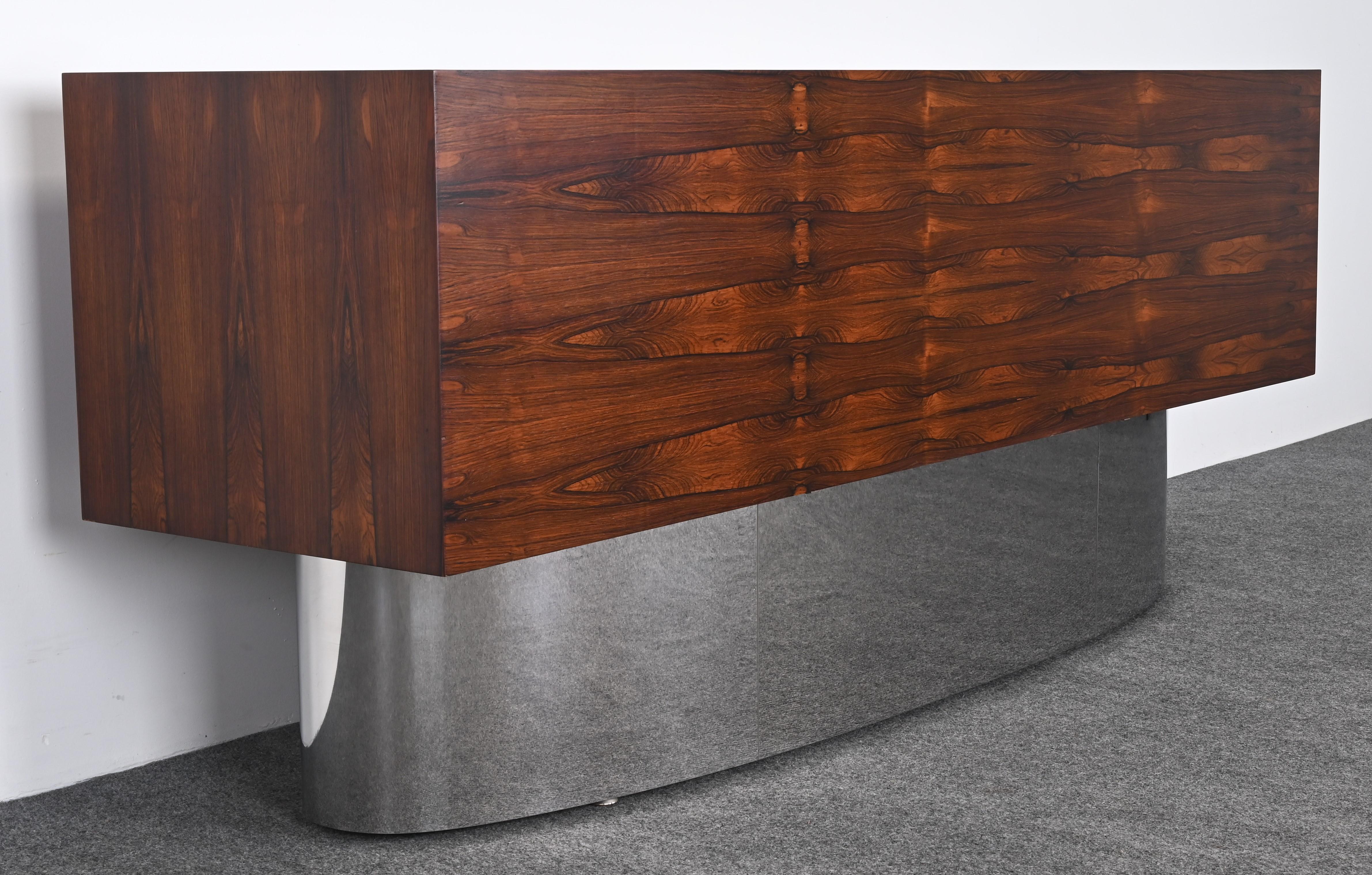 Danish Rosewood and Chrome Credenza, 1960s For Sale 2