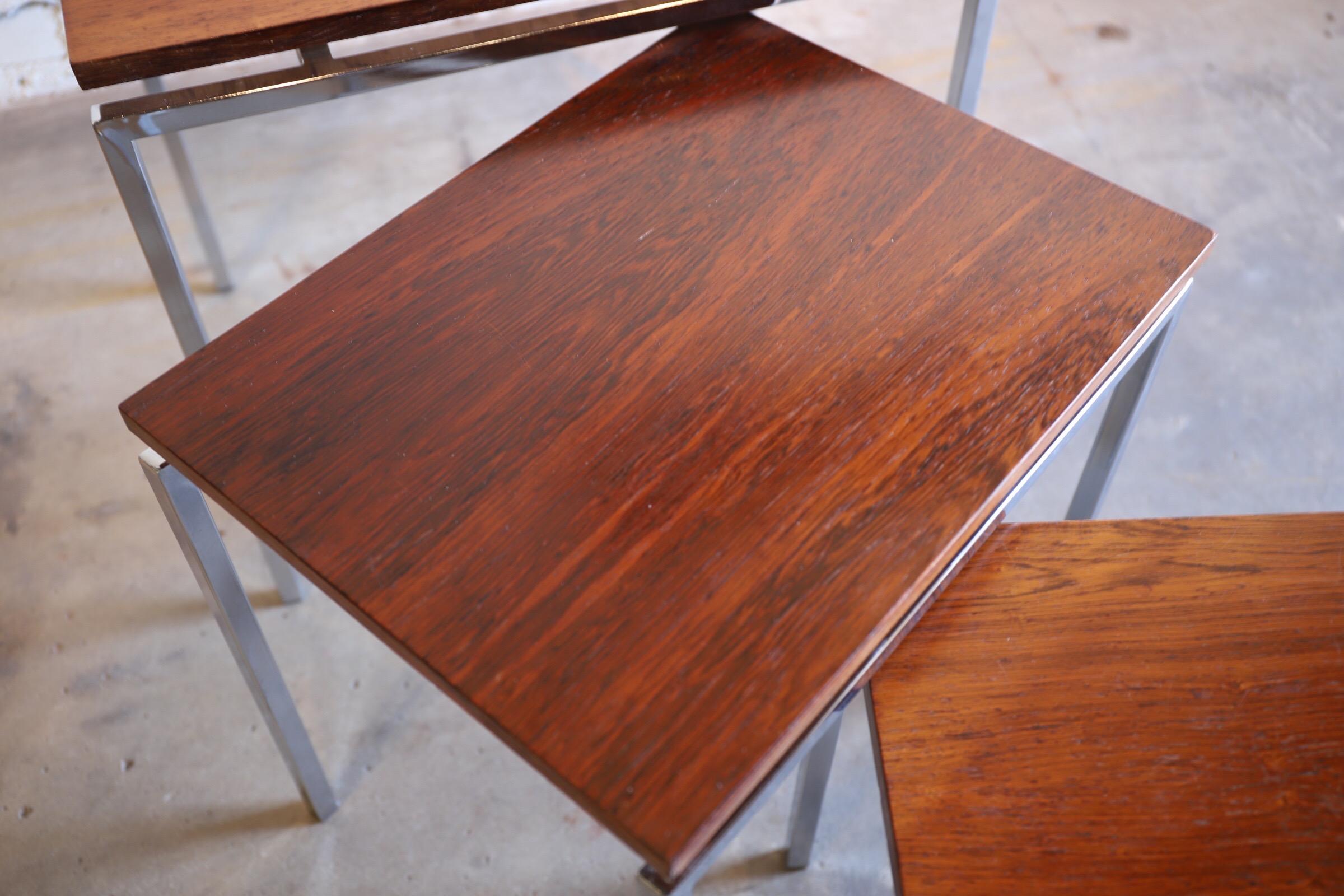 Danish Rosewood and Chrome Nesting Tables For Sale 11