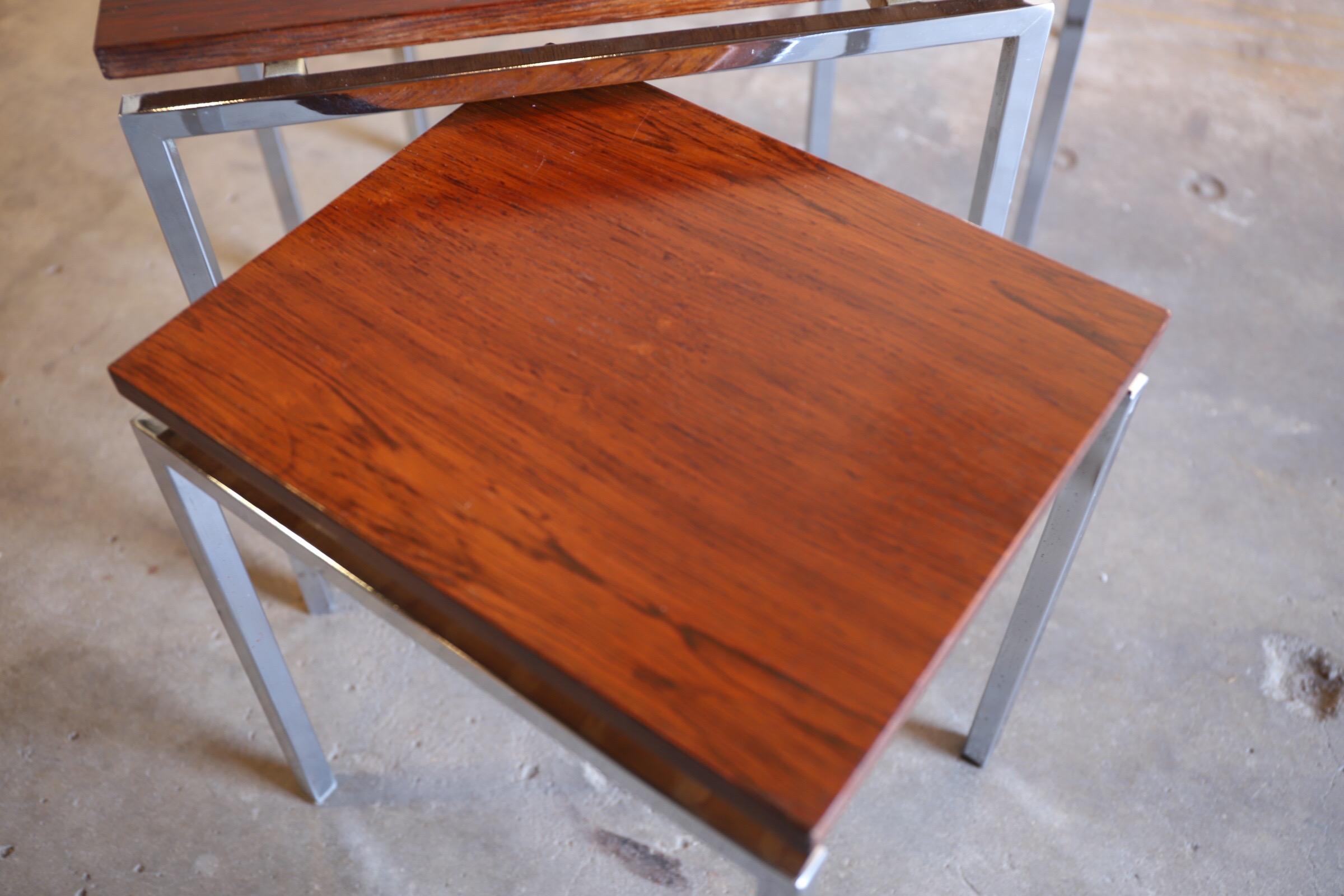 Danish Rosewood and Chrome Nesting Tables For Sale 12